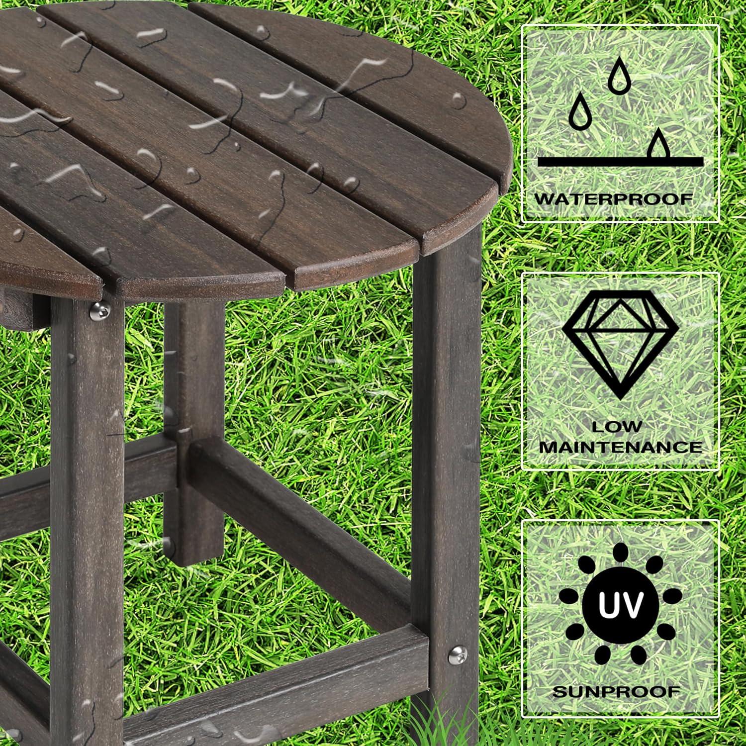 WestinTrends All-Weather Outdoor Patio Round Poly Adirondack Side Table, Orange