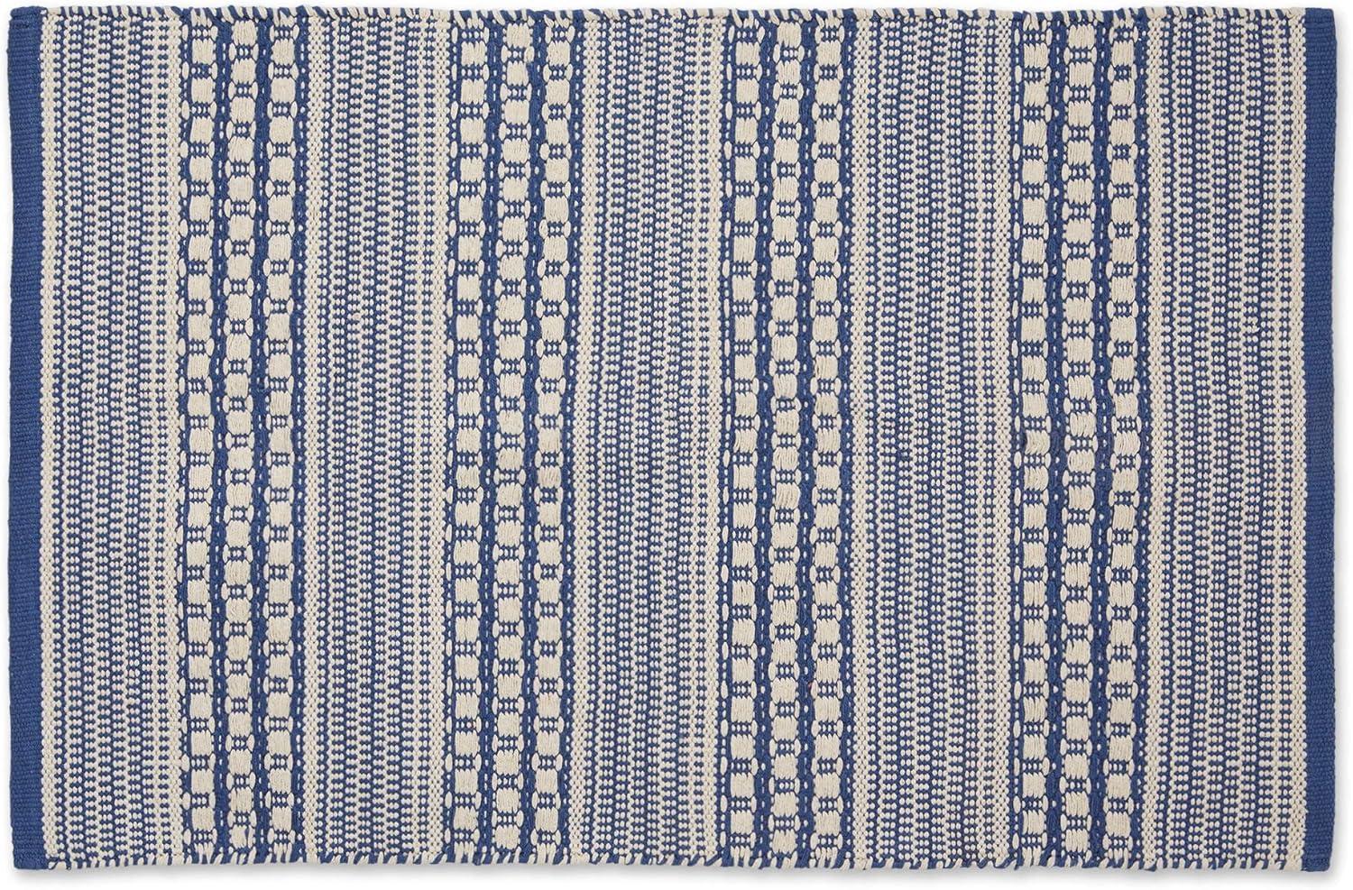 DII French Blue Dobby Stripe Hand-Loomed Rug 2x3 Ft