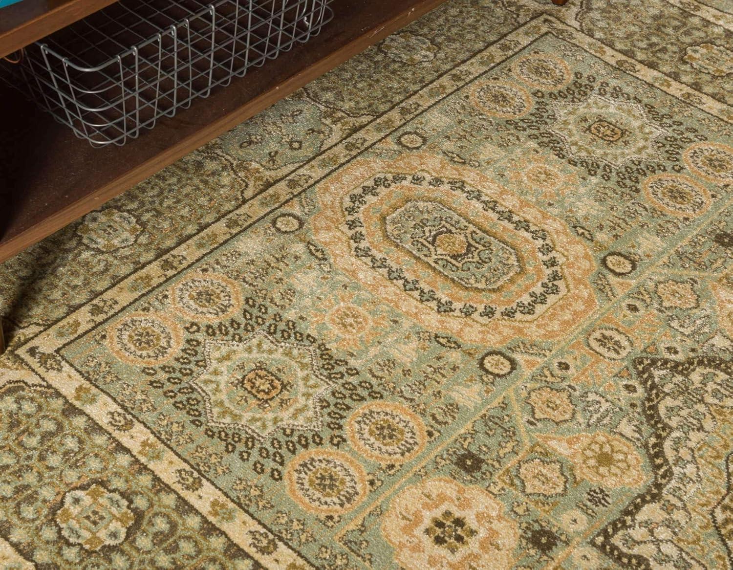 Unique Loom Palace Collection Area Rug - Amber (9'  x 12' Rectangle Light Green/Cream)