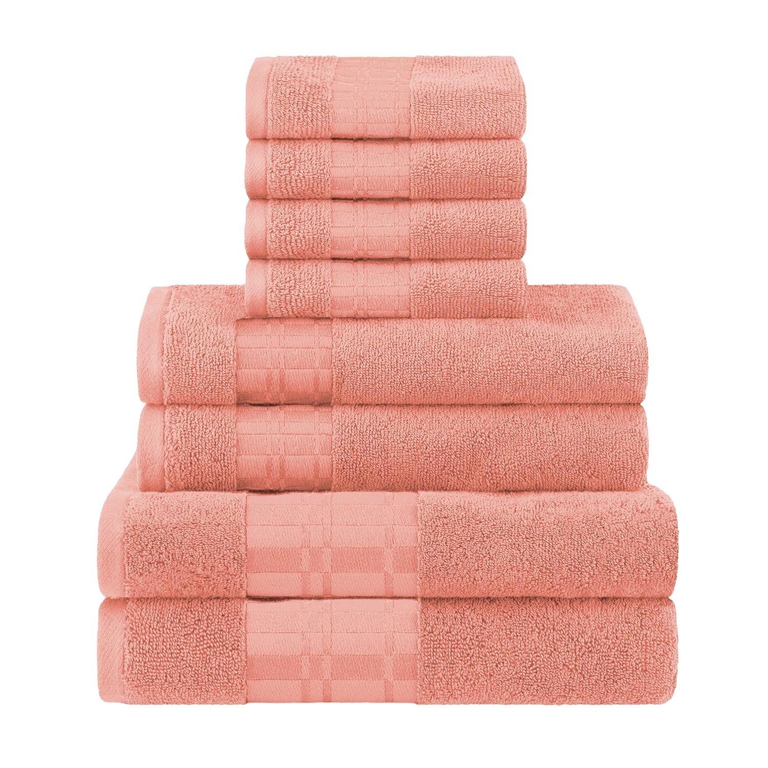 Superior Larissa 8-Piece Cotton Embroidered Towel Set, Coral