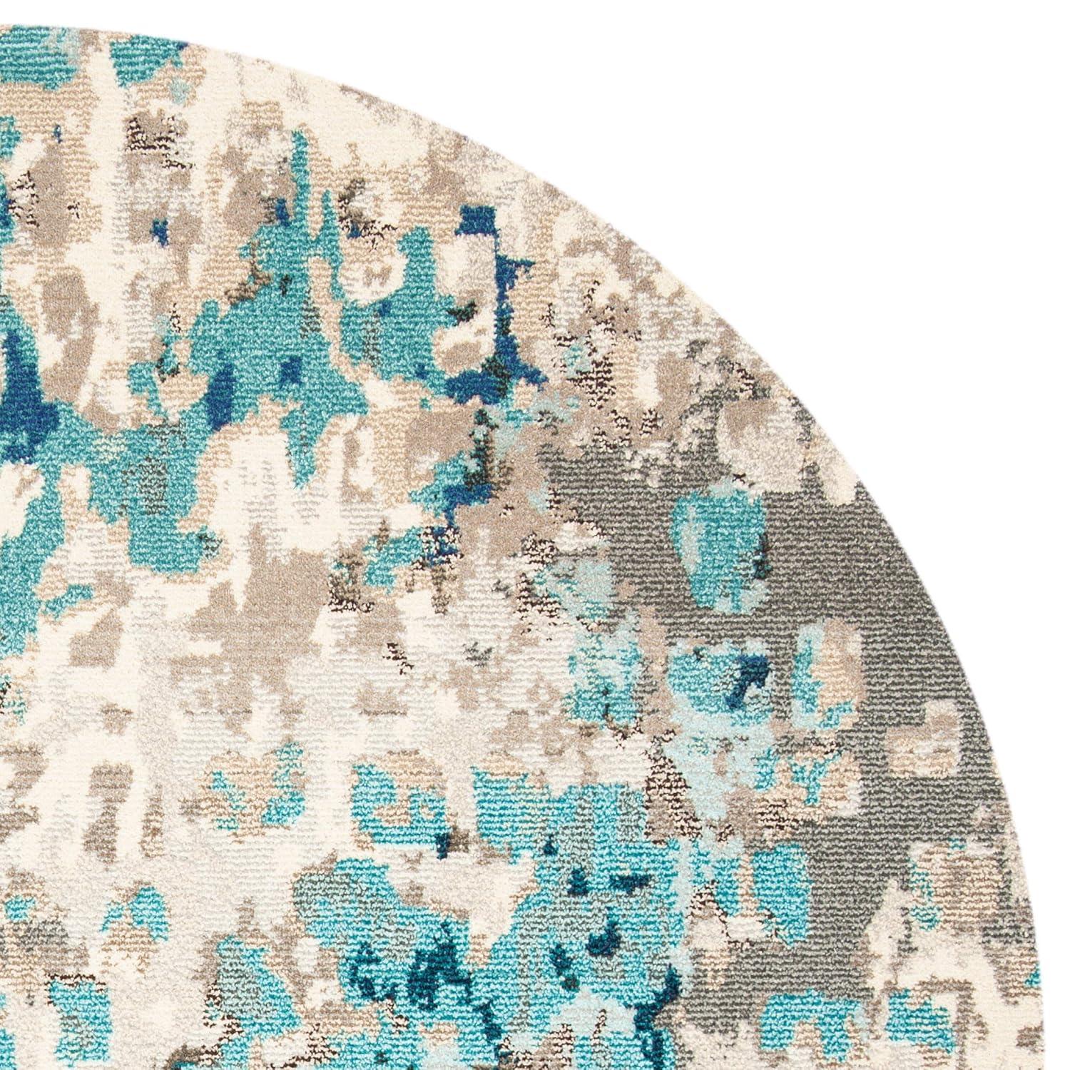 Madison MAD425 Power Loomed Indoor Area Rug - Grey/Blue - 5' Round - Safavieh
