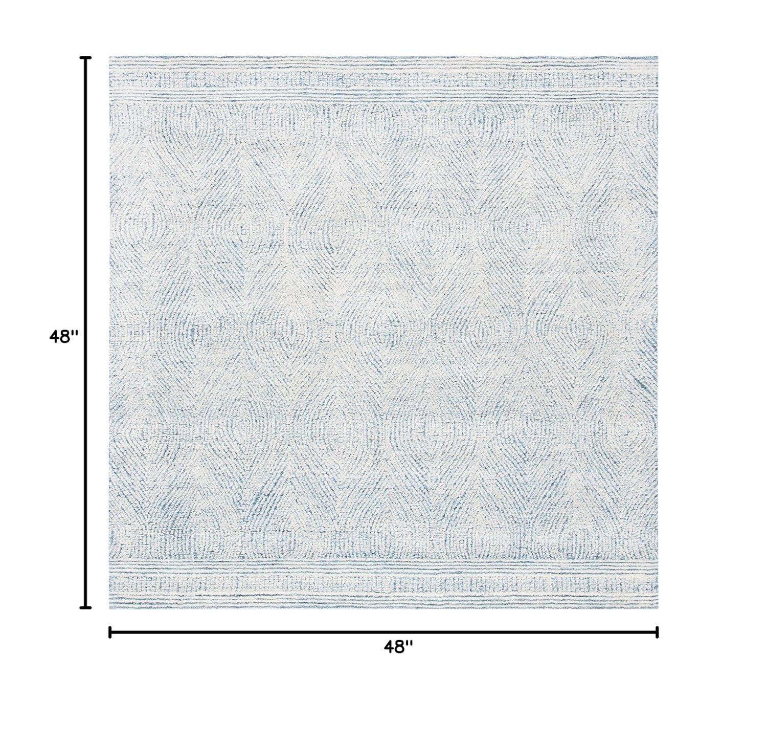Abstract ABT340 Handmade Indoor Area Rug - Ivory/Blue - 4'x4' - Safavieh