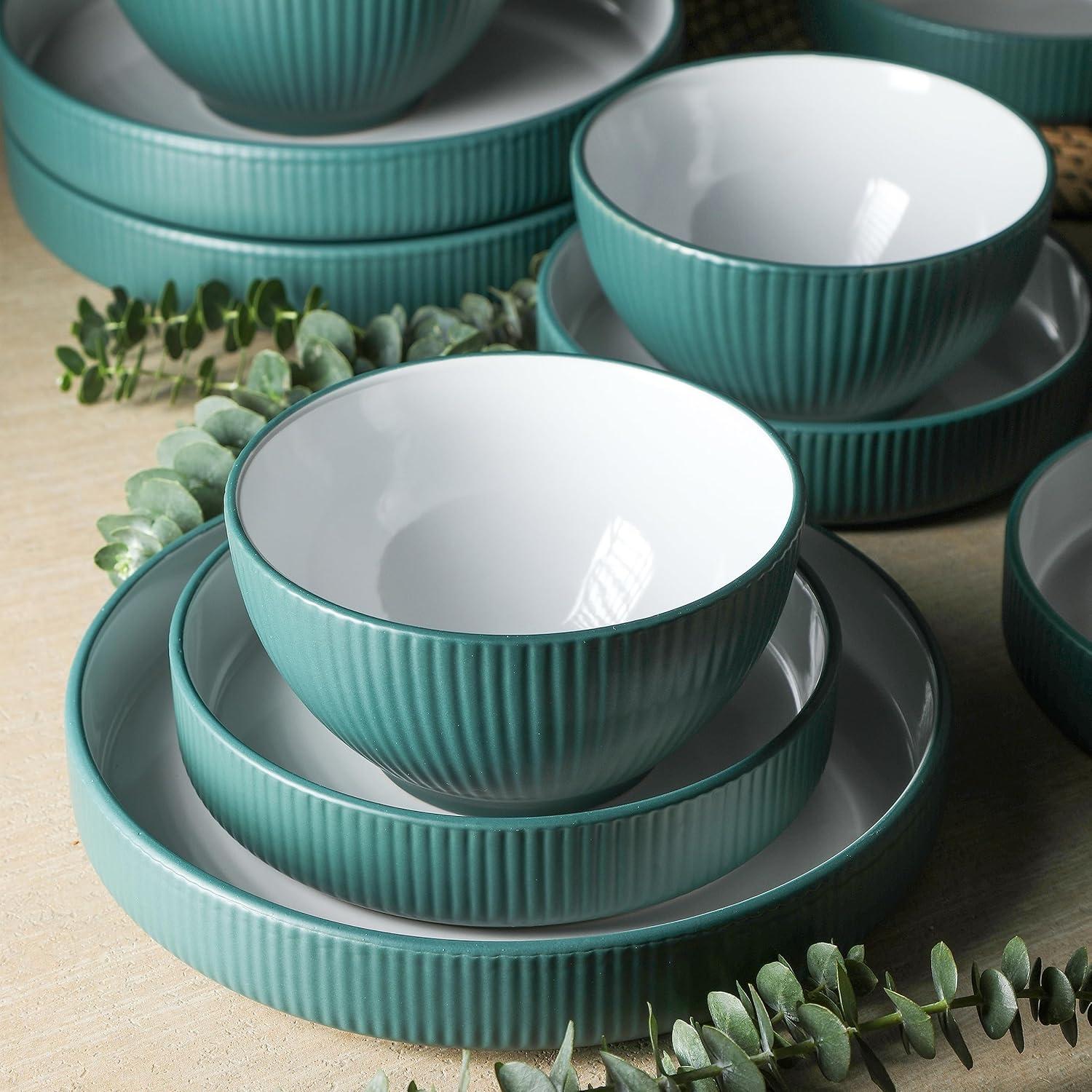 Christian Siriano Christian Siriano Larosso 24-Piece Dinnerware Set with Dinner Bowls and Pasta Bowls, Stoneware