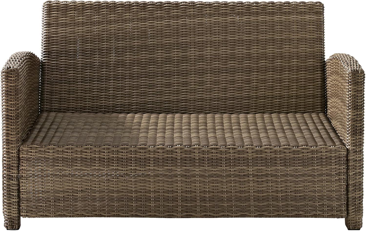 Bradenton Navy and Brown Outdoor Wicker Loveseat