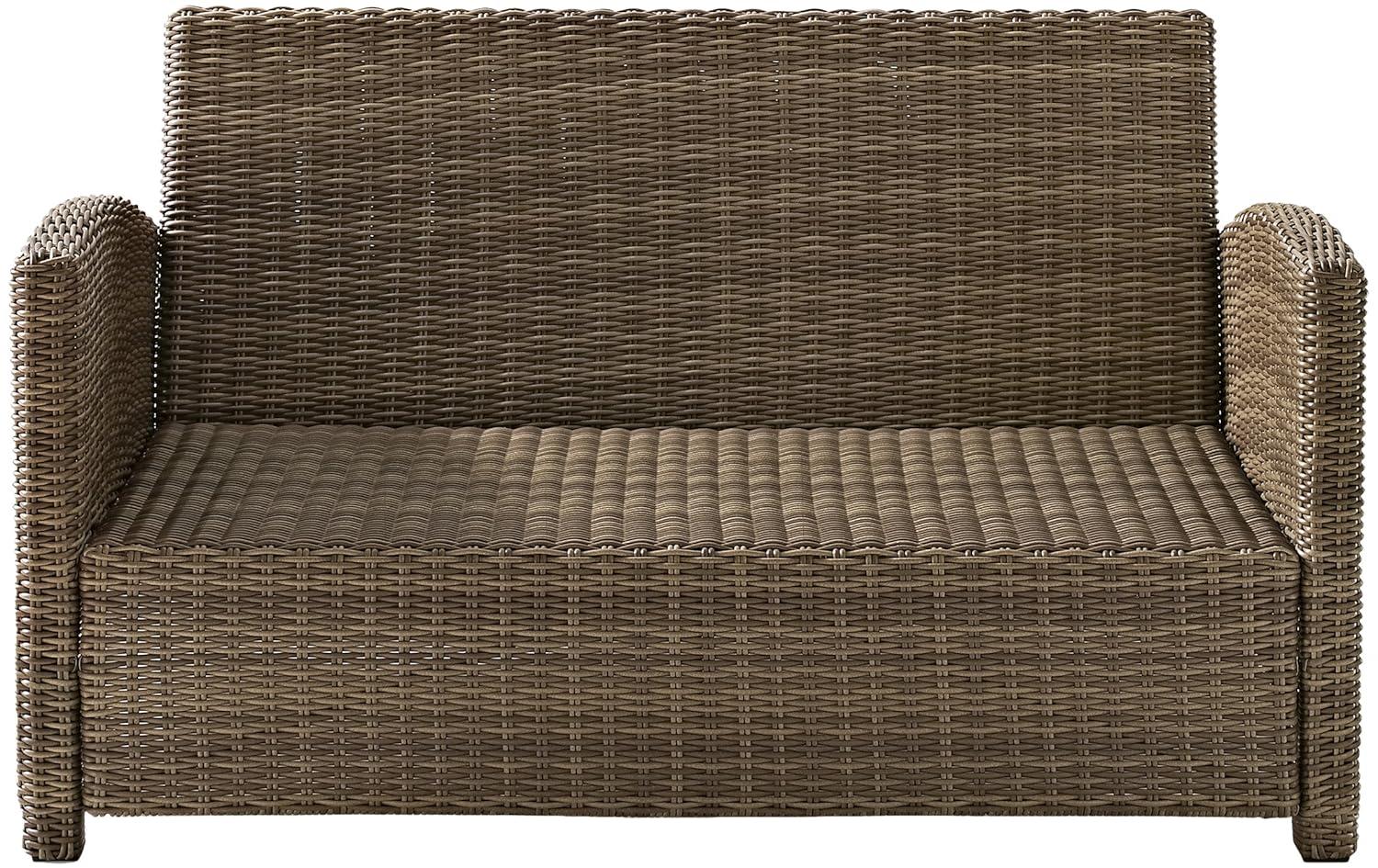 Crosley Bradenton Outdoor Wicker Loveseat with Sand Cushions: Steel Frame, UV-Resistant
