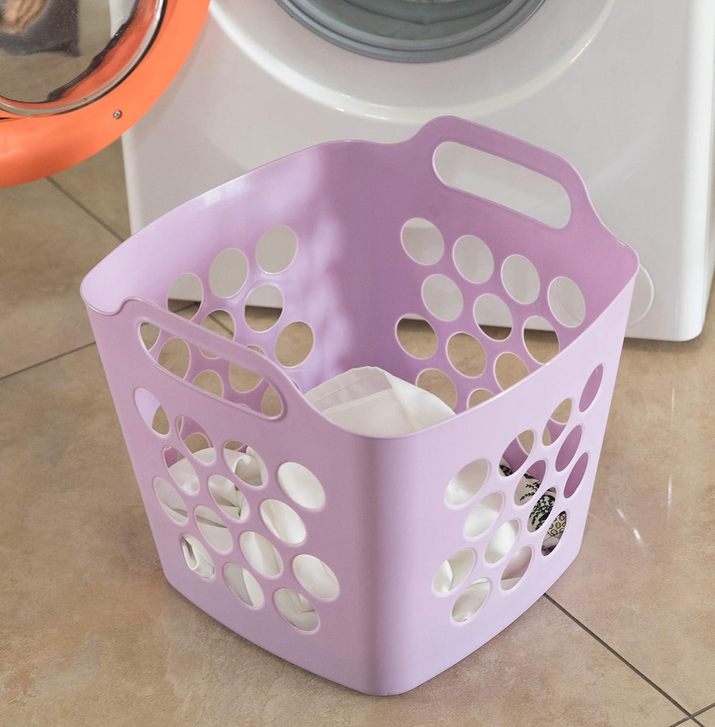 Rebrilliant Flexible Plastic Carry Laundry Basket Holder Square Storage Hamper with Side Handles
