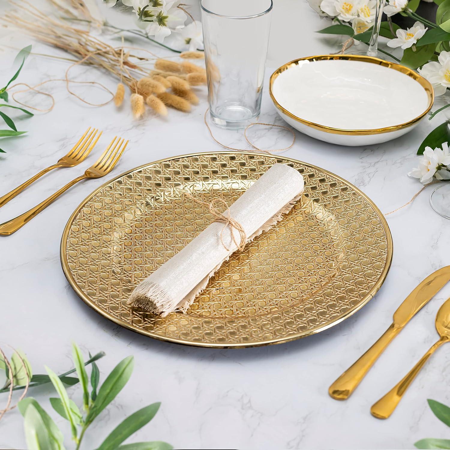 American Atelier Charger Plate Large 13” Decorative Premium Polymer Service Plate for Home & Professional Fine Dining Perfect for Upscale Events, Dinner Parties, Weddings, Banquets, Catering, Set of 4