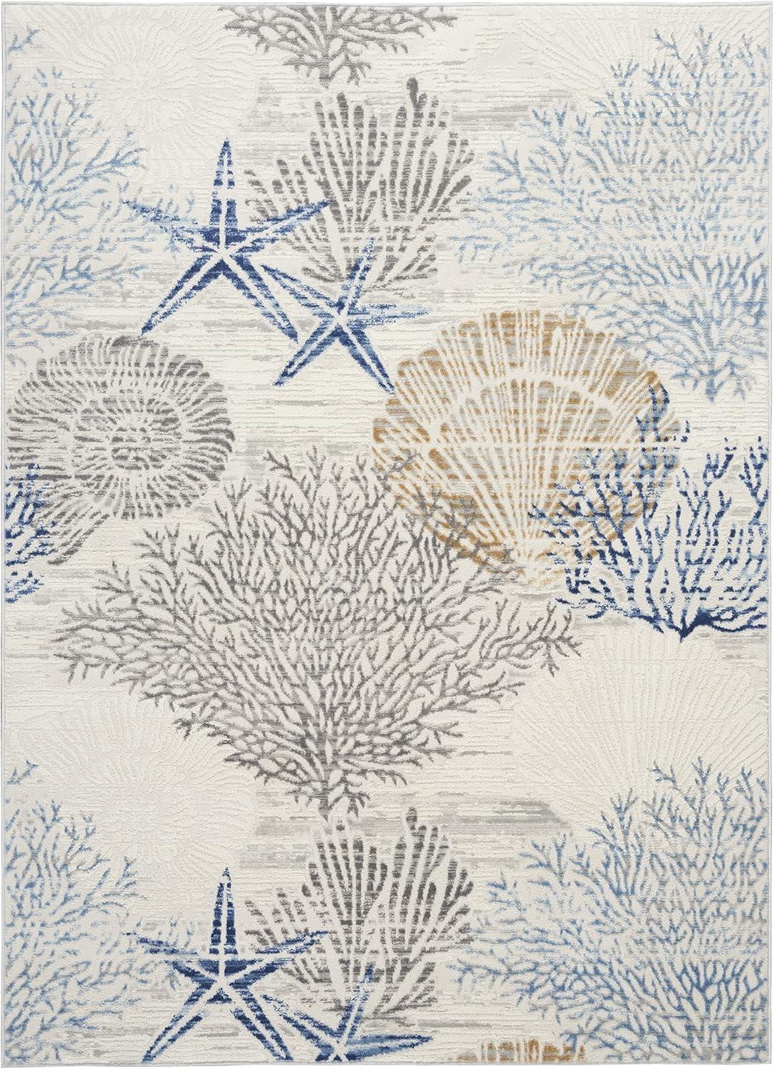 Pompeii Blue and Ivory Nautical 5' x 7' Area Rug