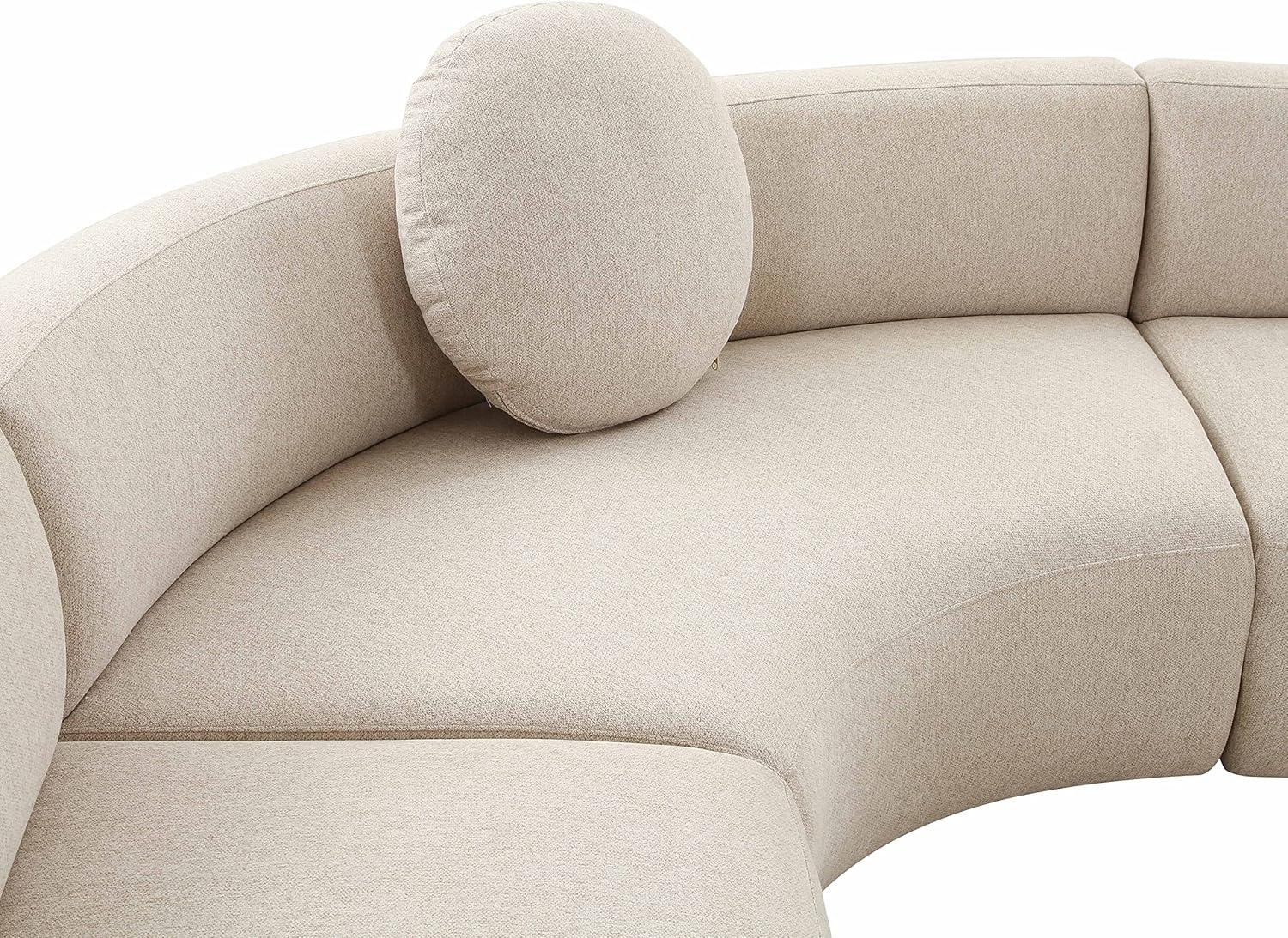 Beige Linen Herringbone Three Piece Sectional with Ottoman