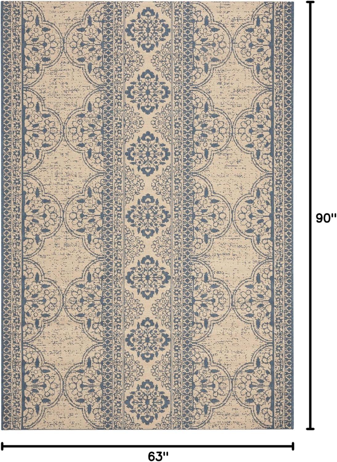 SAFAVIEH Beach House Kiaran Southwestern Indoor/Outdoor Area Rug Blue/Cream, 5'3" x 7'6"
