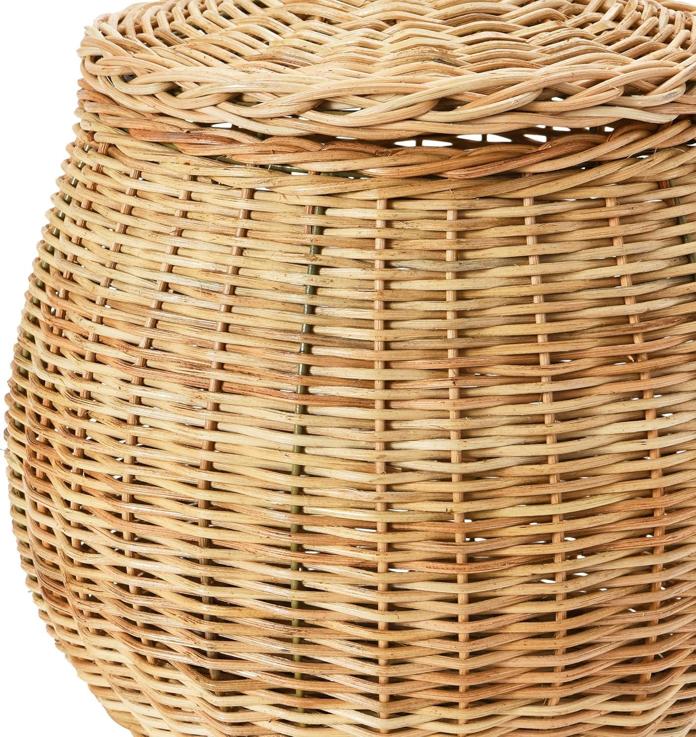 Creative Co-Op Hand-Woven Wicker Basket Storage with Lids, Natural, Set of 2