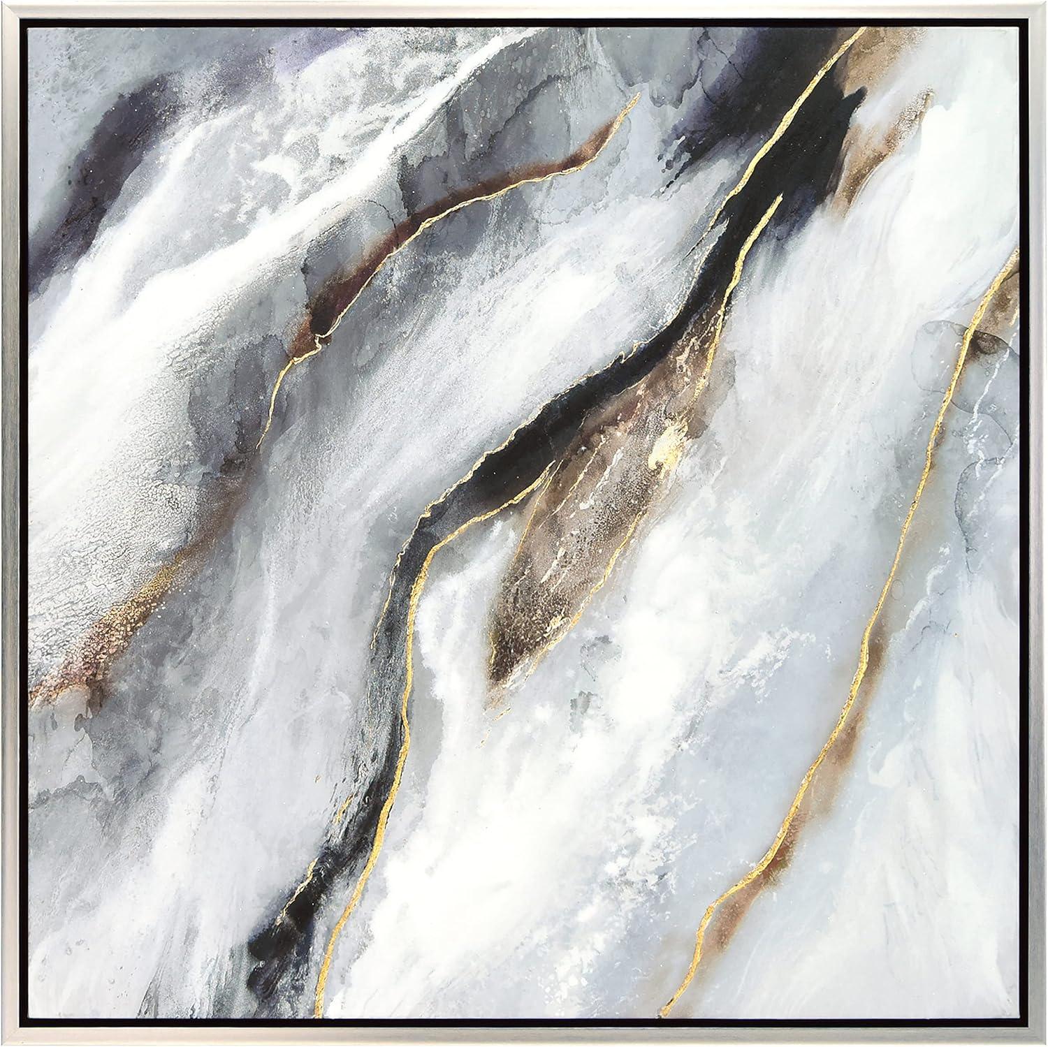 Empire Art Direct Flood Textured Metallic Hand Painted Framed Wall Art, 36" x 36" x 1.5", Ready to hang