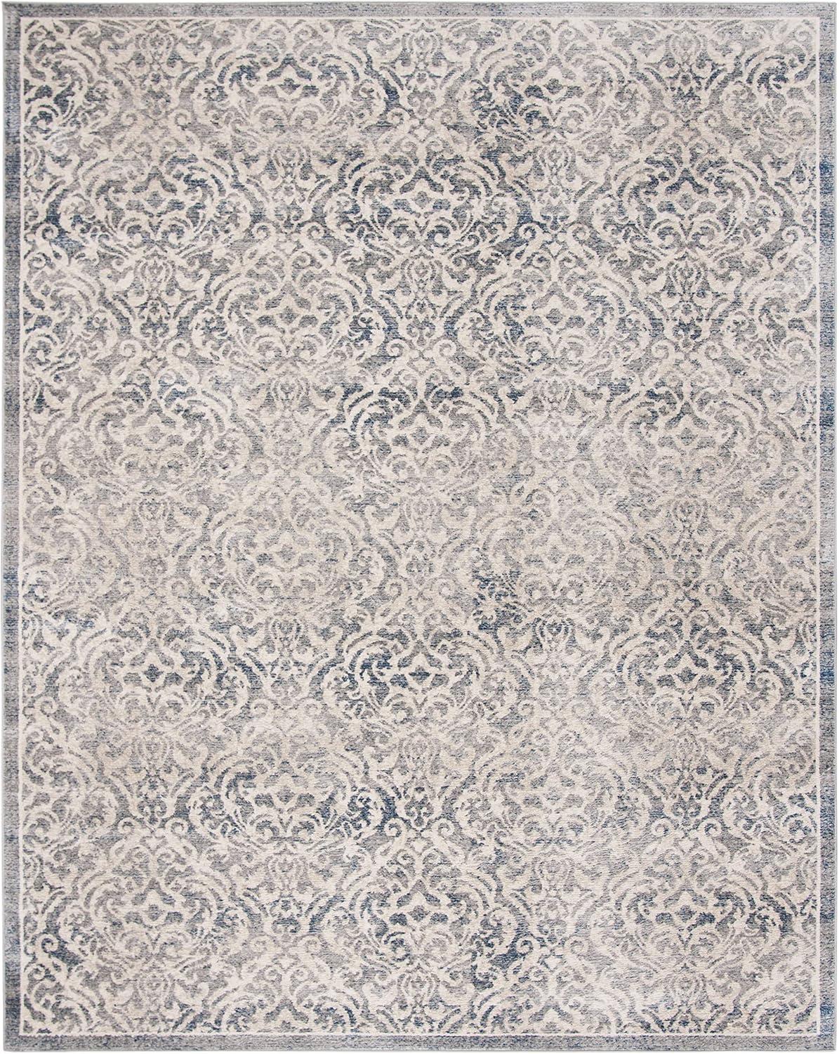 SAFAVIEH Brentwood Eliza Damask Area Rug, Light Grey/Blue, 9' x 12'