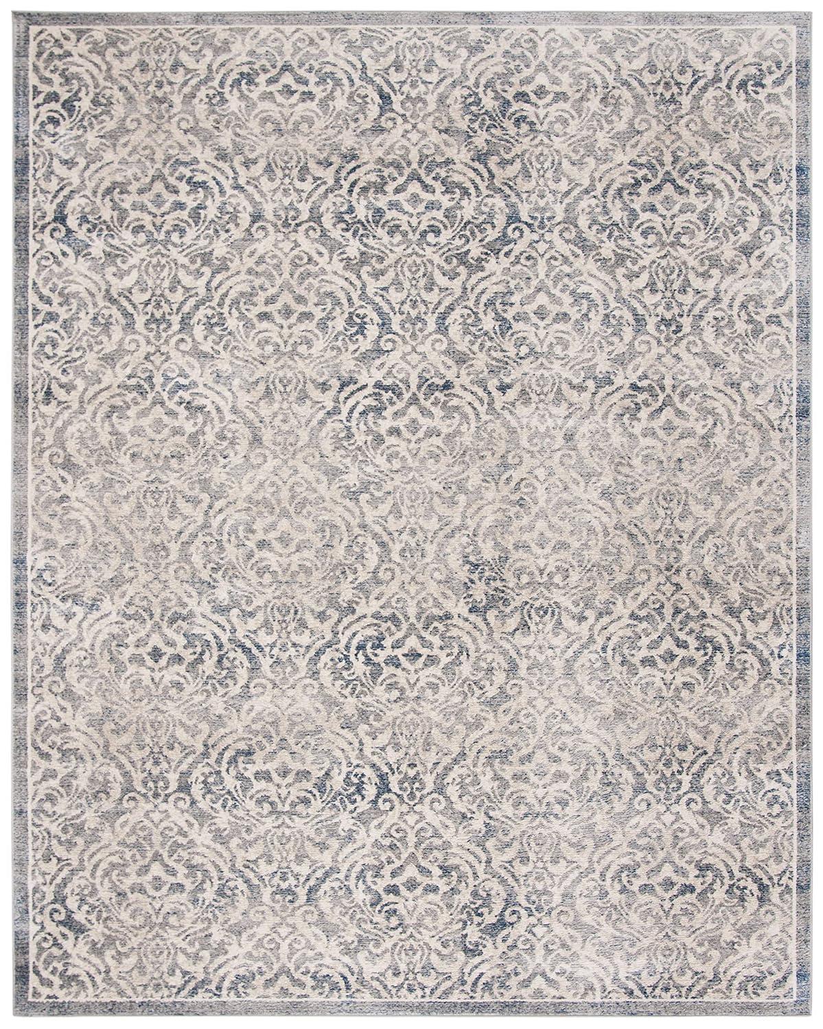 SAFAVIEH Brentwood Eliza Damask Area Rug, Light Grey/Blue, 9' x 12'