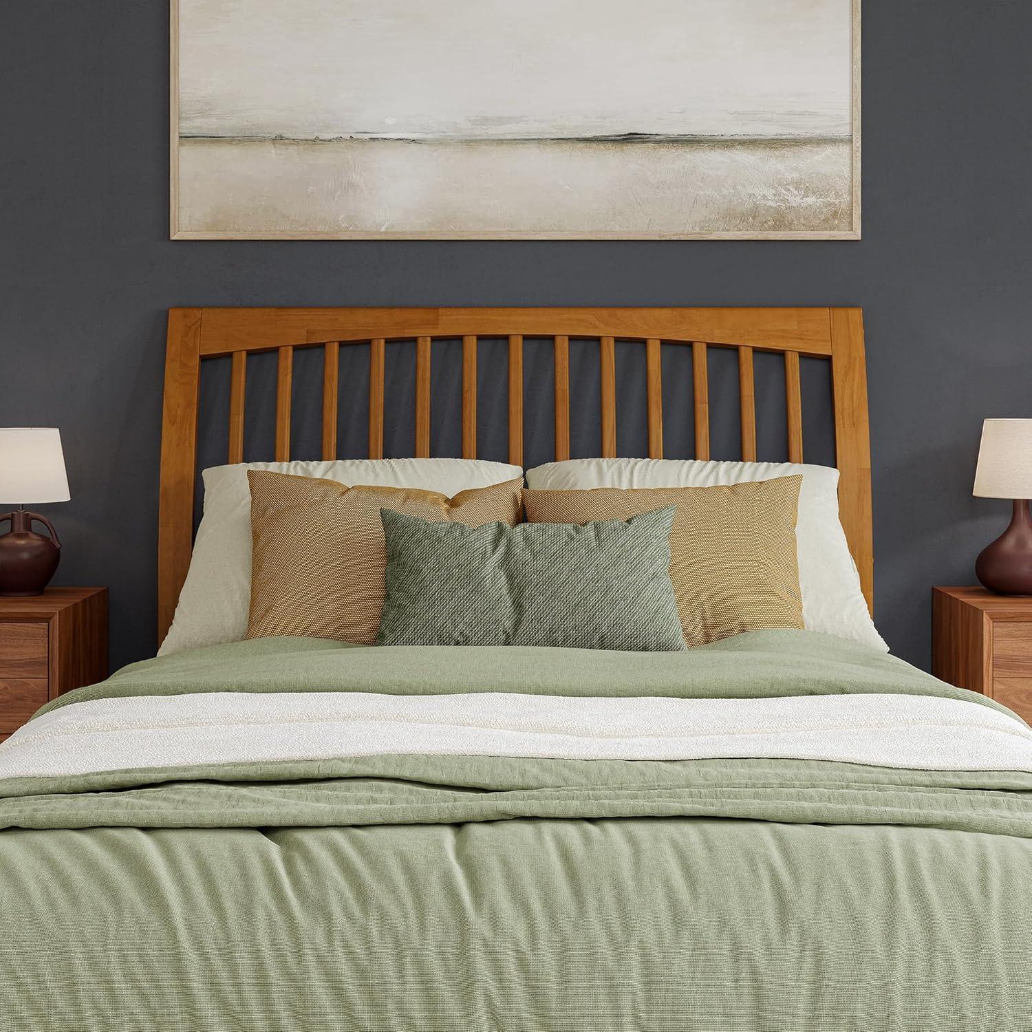 AFI Orleans Queen Solid Wood Low Profile Sleigh Platform Bed, Light Toffee