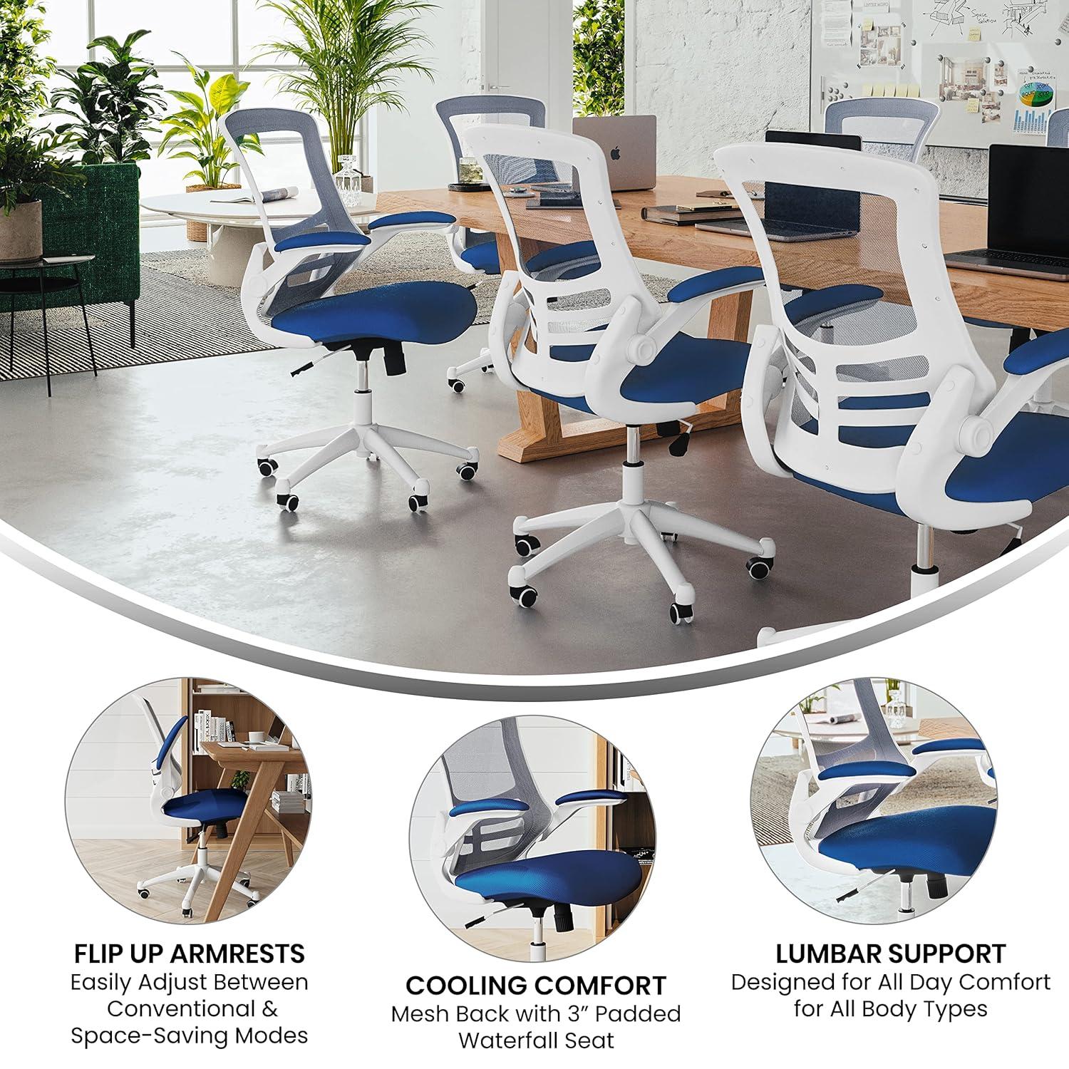 Jayetta Mid-Back Mesh Swivel Ergonomic Office Chair with Flip-Up Arms by Flash Furniture
