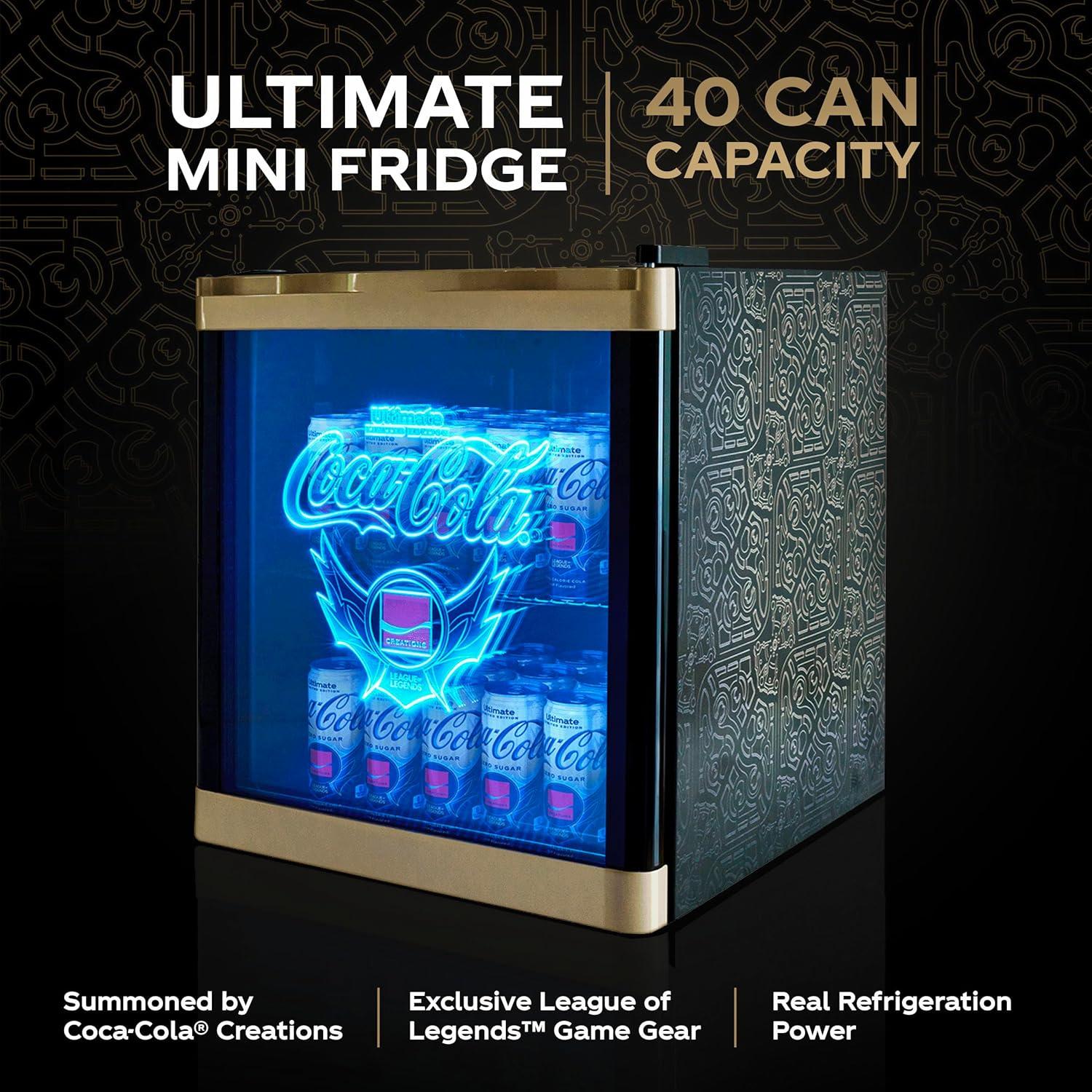 Limited Edition Black and Gold Gaming Mini Fridge with LED Lighting