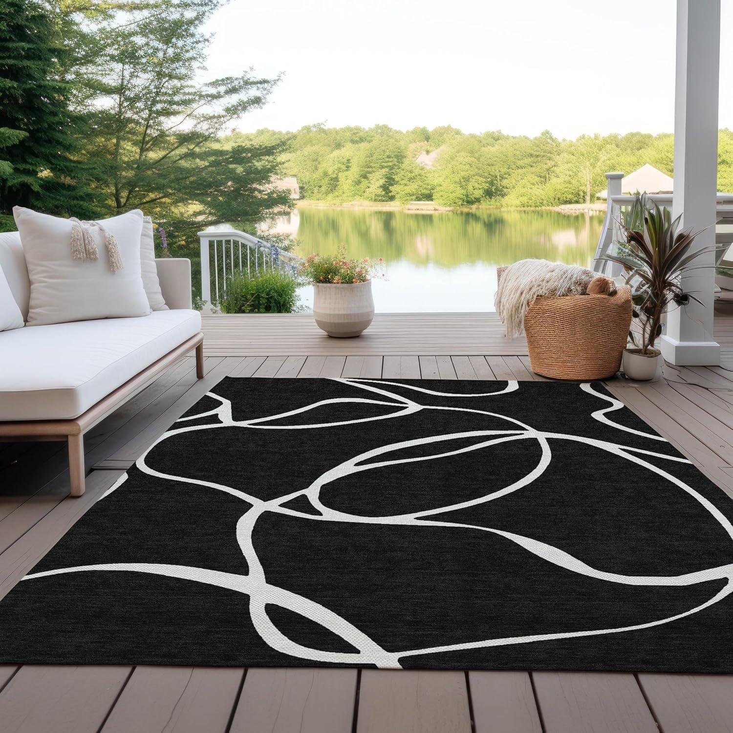 Addison Rugs Chantille ACN999 Black 2'6" x 3'10" Indoor Outdoor Area Rug, Easy Clean, Machine Washable, Non Shedding, Bedroom, Entry, Living Room, Dining Room, Kitchen, Patio Rug