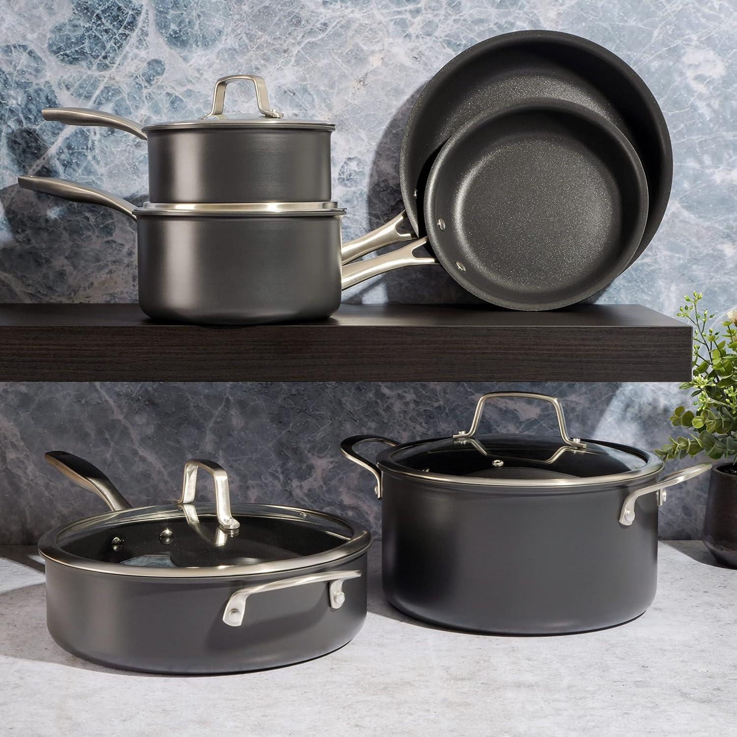 10 - Piece Non-Stick Hard-Anodized Aluminum Cookware Set