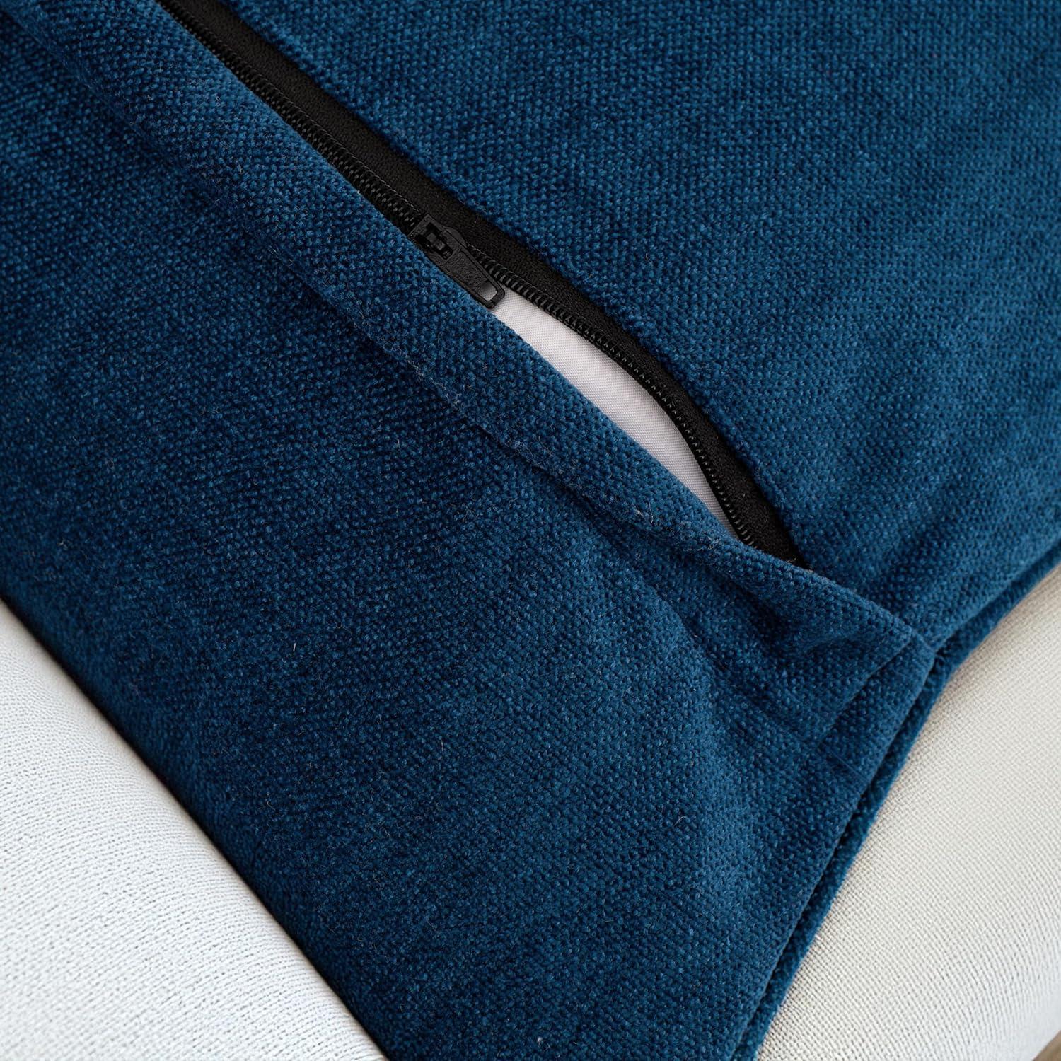 PAVILIA Set of 2 Throw Pillow Covers, Decorative Velvet Square Cushion Cases for Bed Sofa Couch Bedroom Living Room, Navy Blue/20 x 20