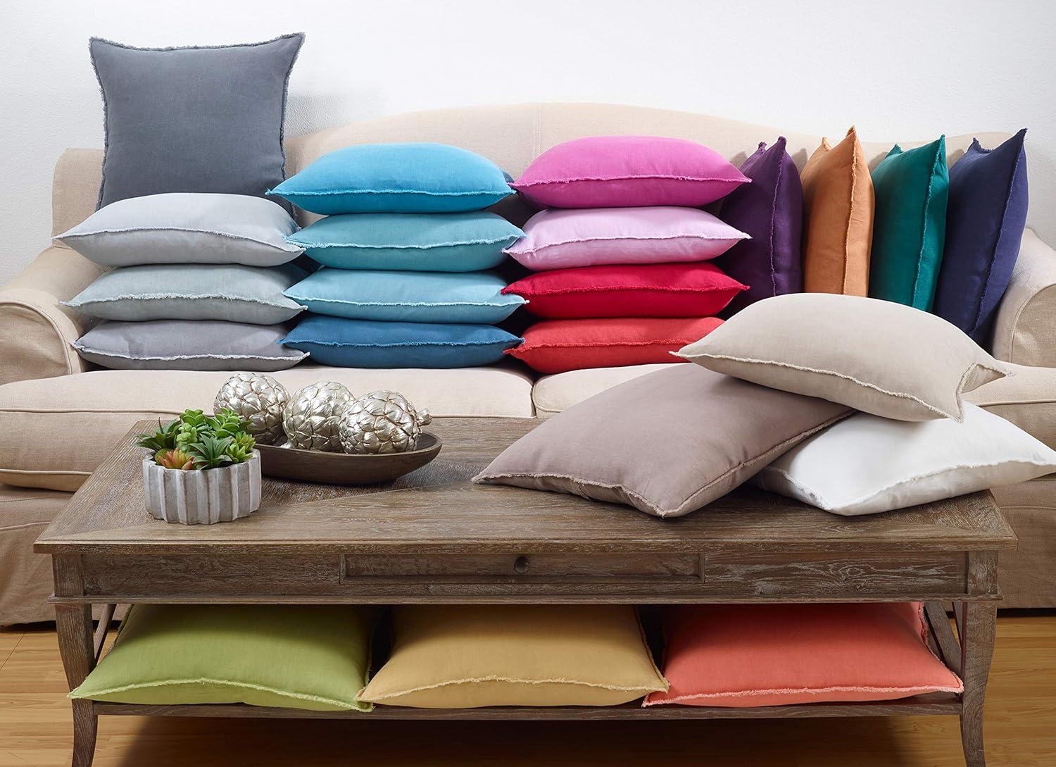 Saro Graciella Collection Linen Reversible Throw Pillow