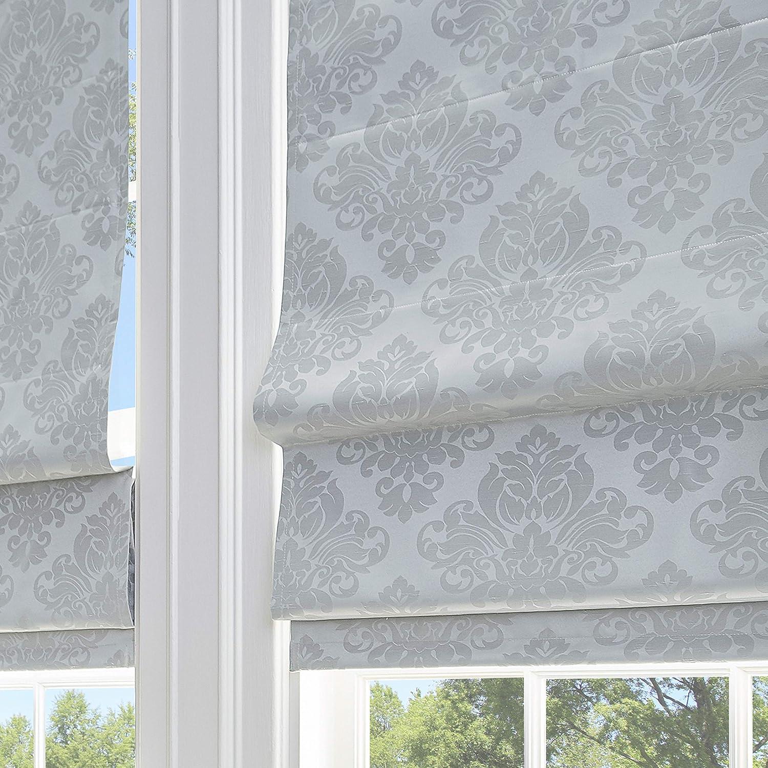 Curtainworks Damask Window Shade, 48" W x 64" L, Silver