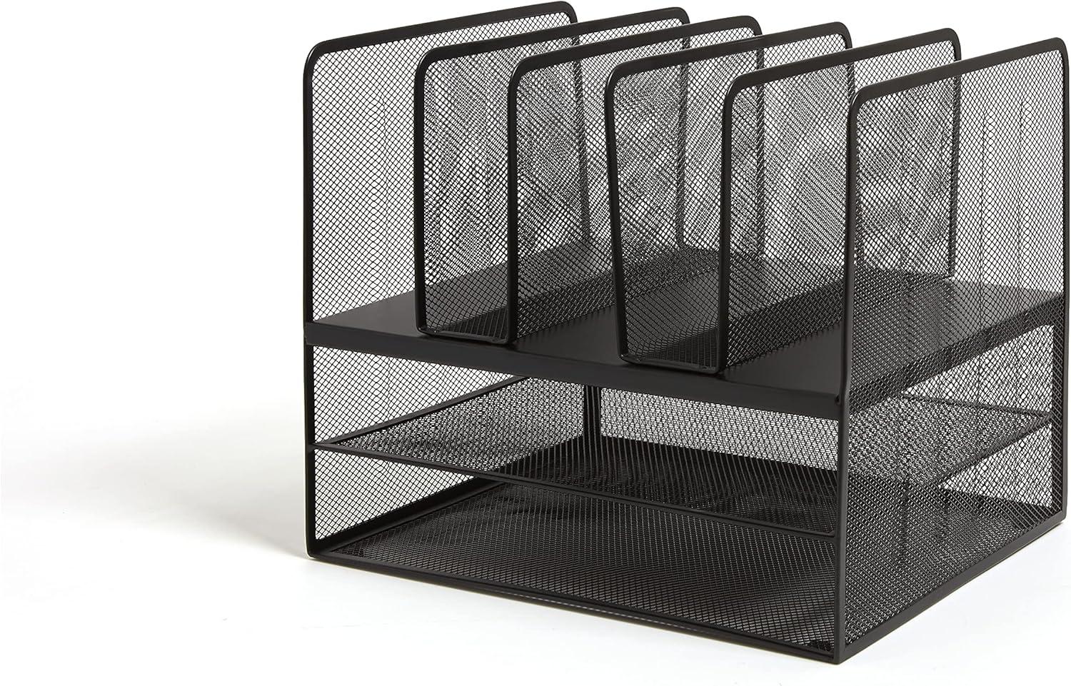 TRU RED 7 Compartment Wire Mesh File Organizer Matte Bk TR57537-CC