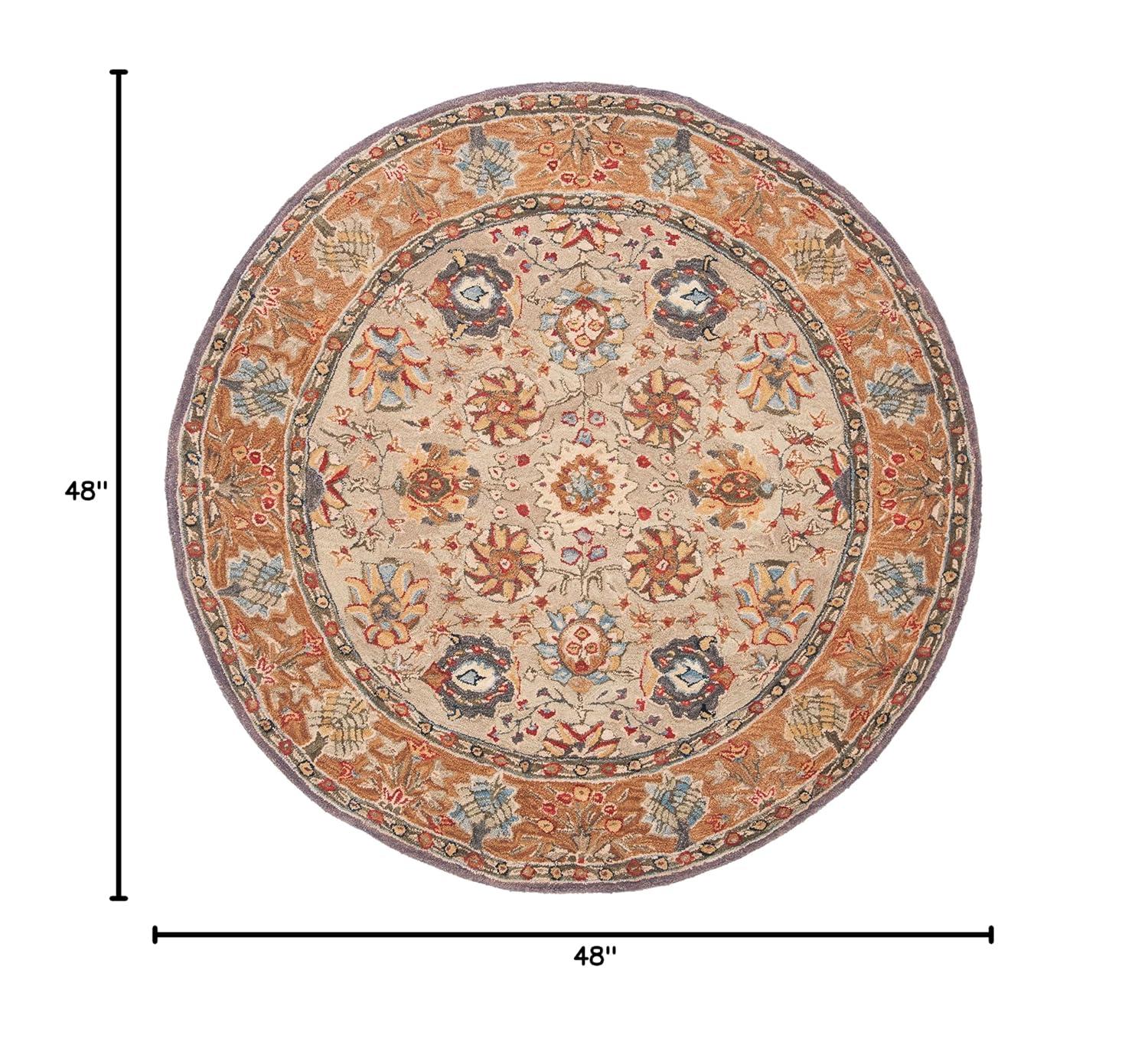 Anatolia AN512 Hand Tufted Indoor Area Rug - Beige/Beige - 4' Round - Safavieh