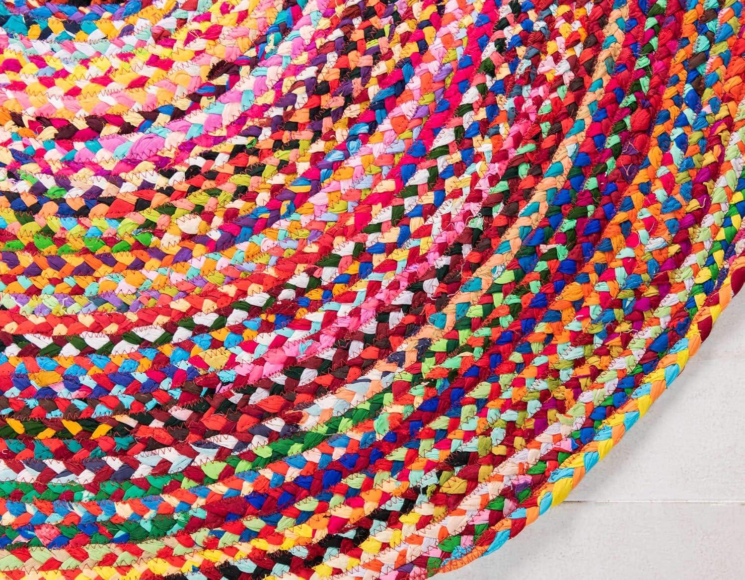 Unique Loom Braided Chindi Collection Area Rug - Layer (3' 3" x 5' 1" Oval Multi/Blue)