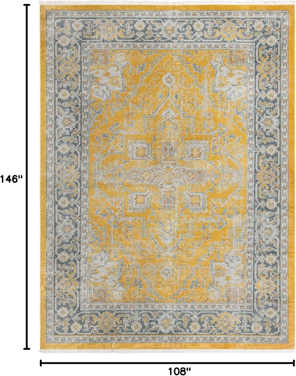 Santiago Vibrant Yellow 9' x 12' Easy-Care Synthetic Area Rug