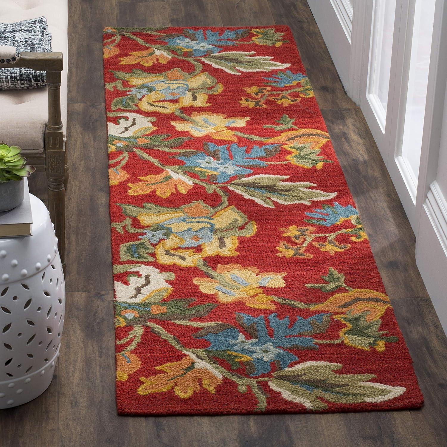 Blossom BLM672 Hand Hooked Area Rug - Red/Multi - 8'x10' - Safavieh.