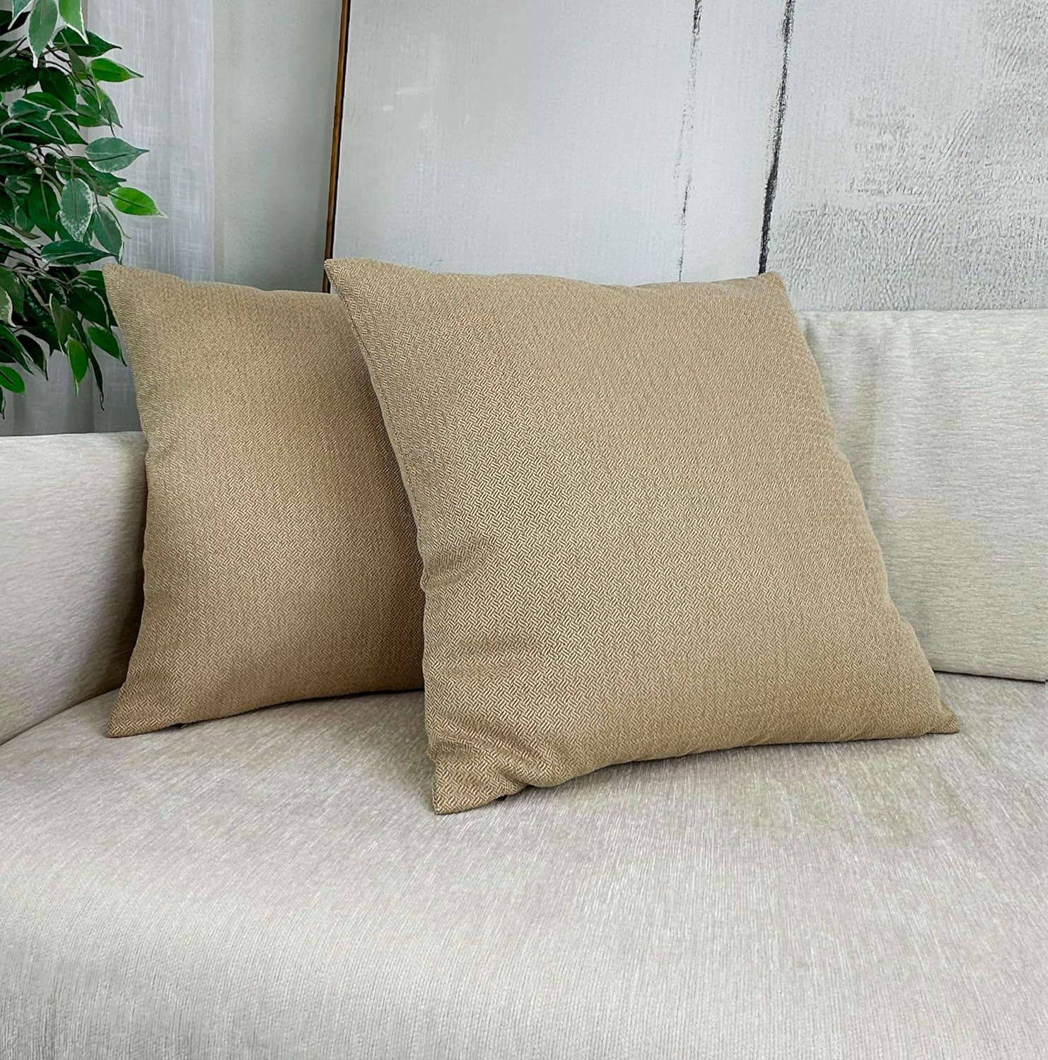 Aiking 2 Pieces of 18" x 18" Brushed 100% Polyester Decorative Throw Pillow Covers, Zipper Closure, Brass