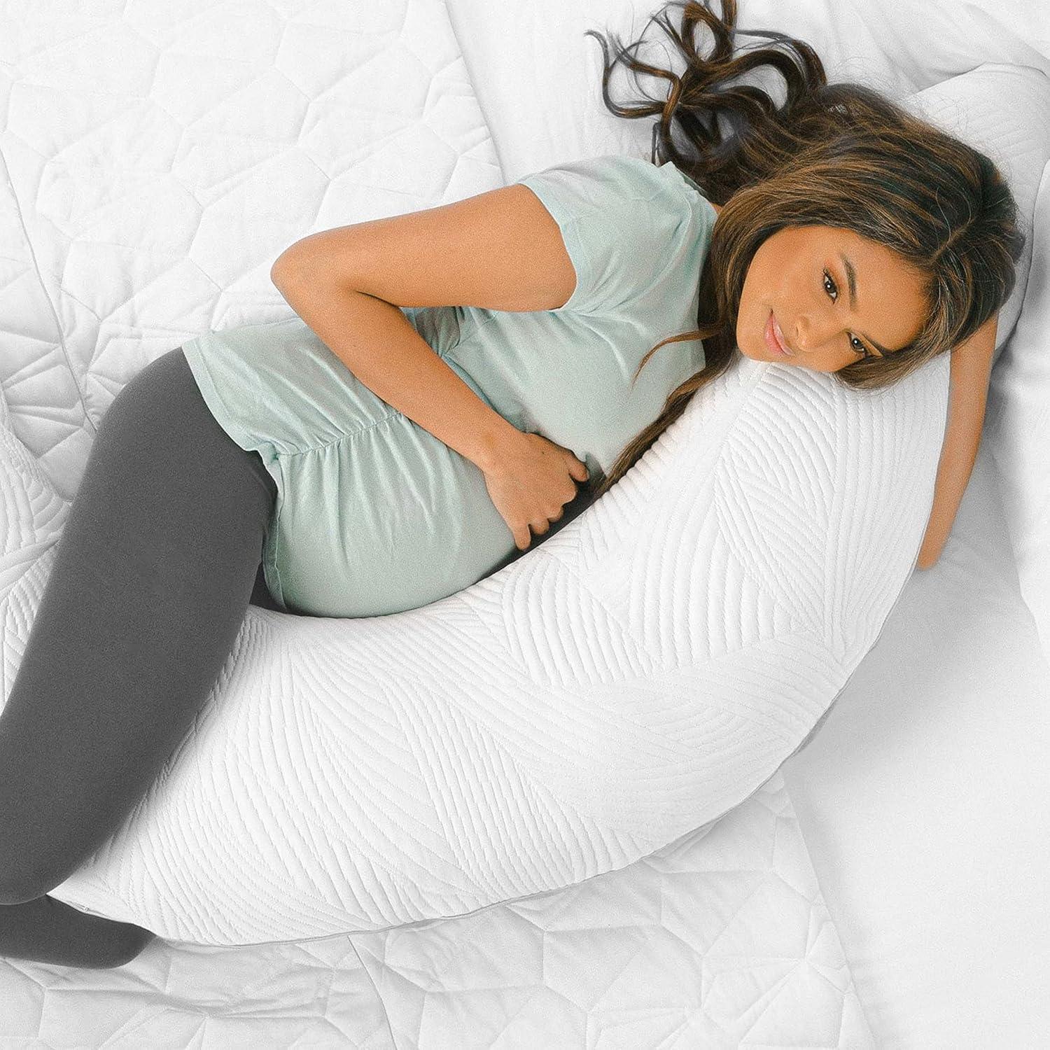 U-Shaped White and Gray Hypoallergenic Full Body Pillow