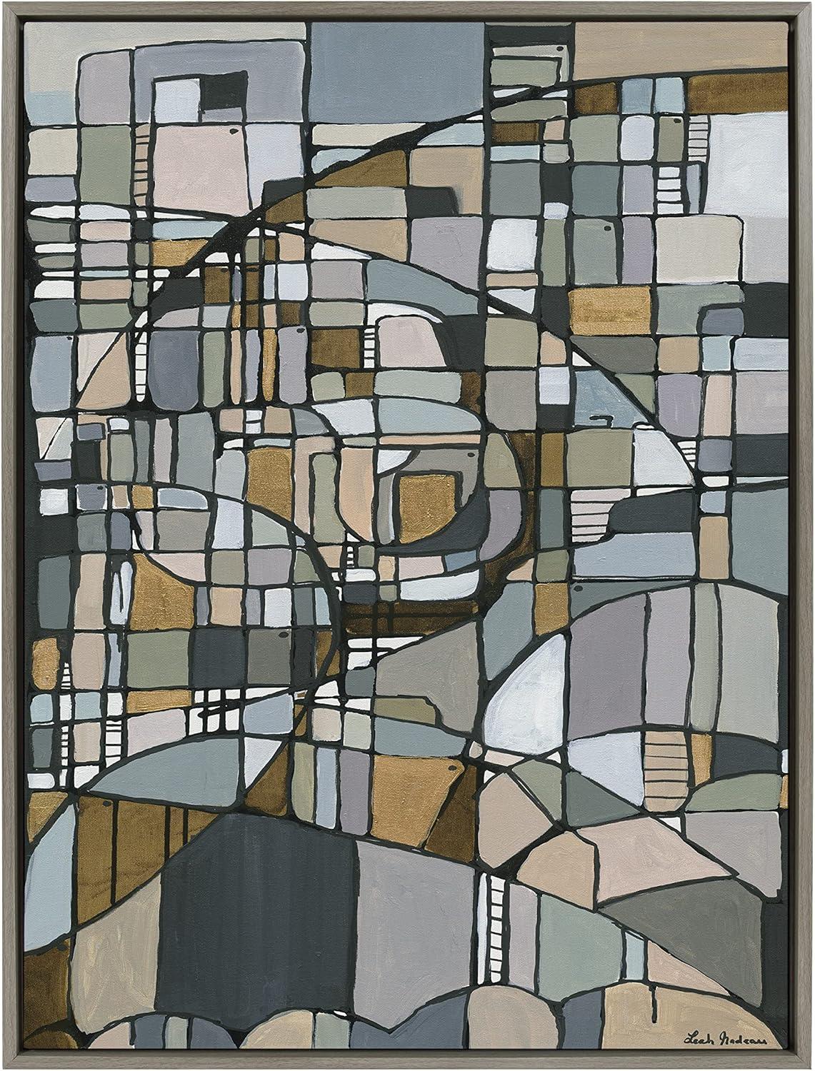 28"x38" Sylvie Deco Nadeau Framed Canvas by Leah Nadeau - Kate & Laurel: Modern Abstract Wall Art