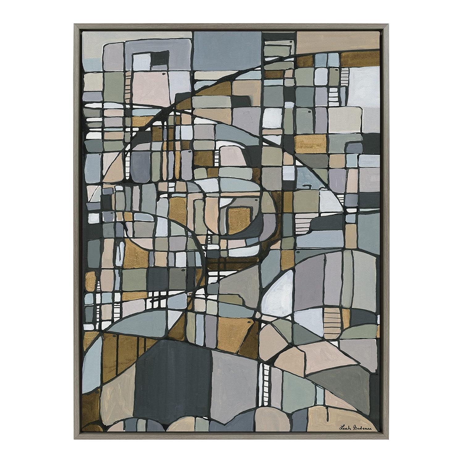 28"x38" Sylvie Deco Nadeau Framed Canvas by Leah Nadeau - Kate & Laurel: Modern Abstract Wall Art