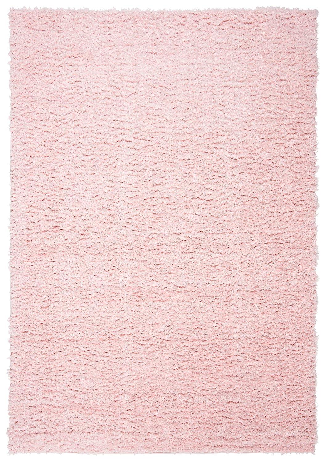 SAFAVIEH Madrid Miah Solid Plush Polyester Shag Area Rug, Blush, 4' x 6'