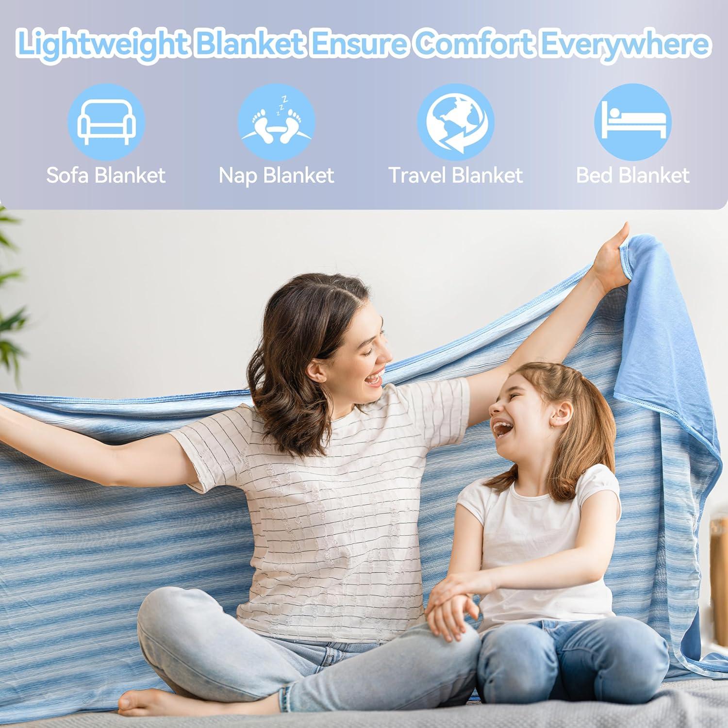 Catalonia Lightweight Cooling Blanket for Hot Sleepers, Summer Bed Blanket for Warm Night Sweat, Cool Sofa Throw Blanket