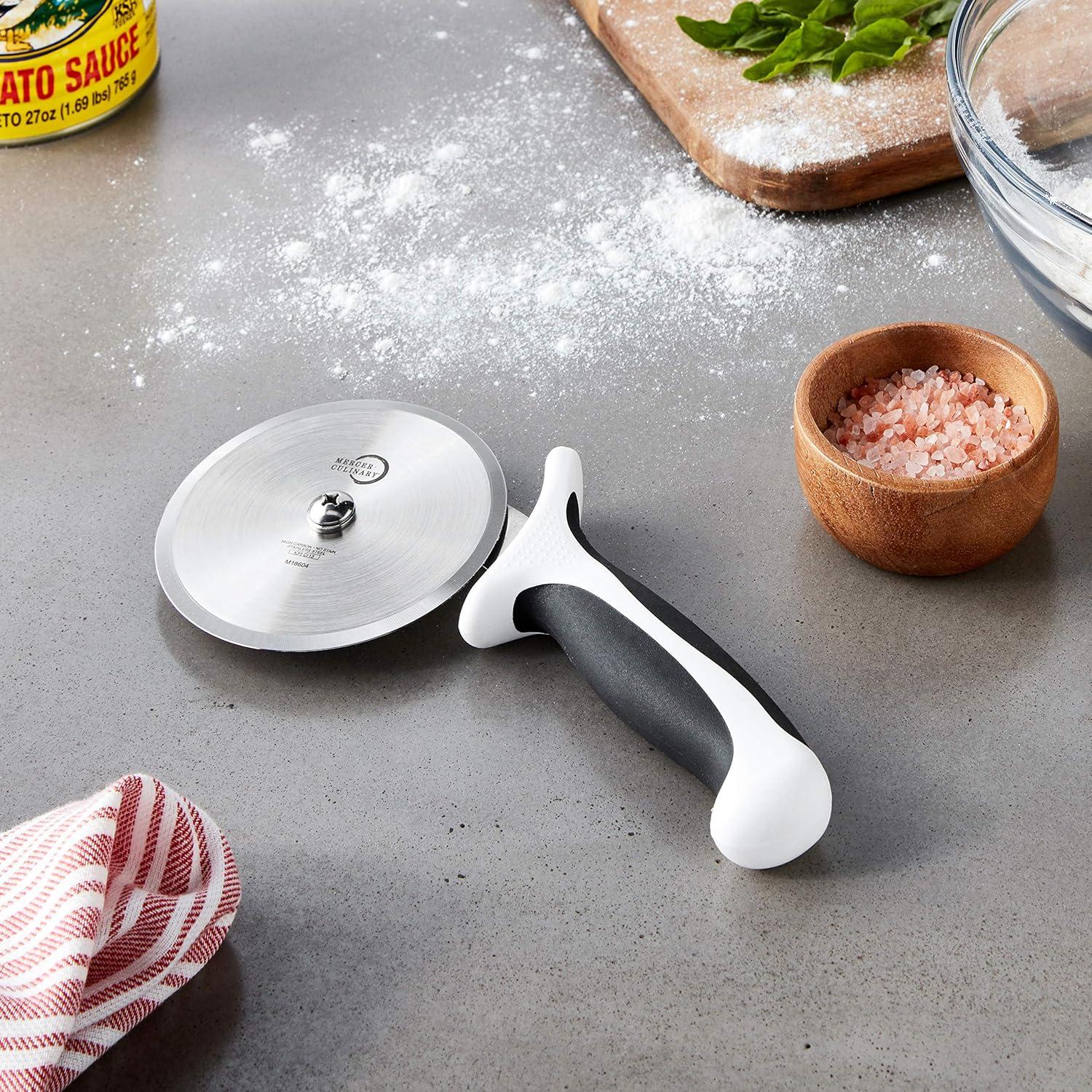 4-Inch High Carbon Steel Pizza Cutter with White Handle