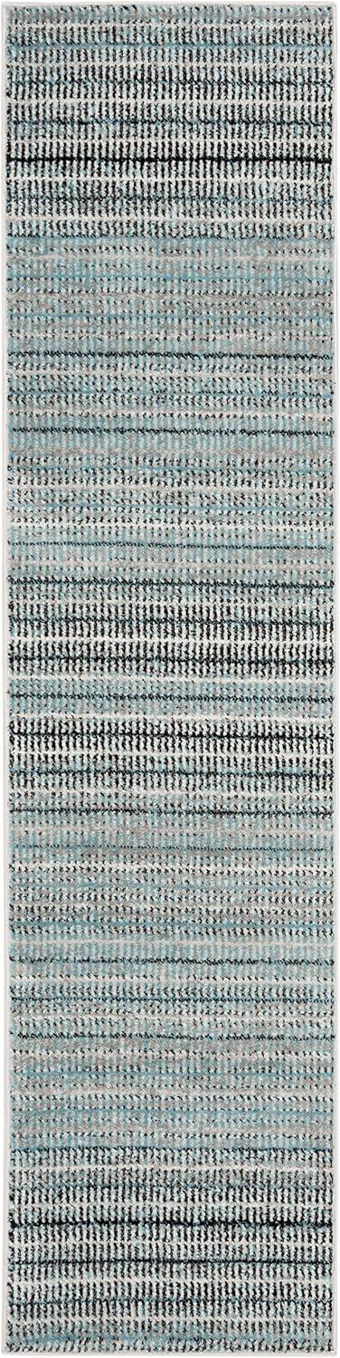 Reversible Medallion Blue Synthetic 24x12 Rectangular Rug