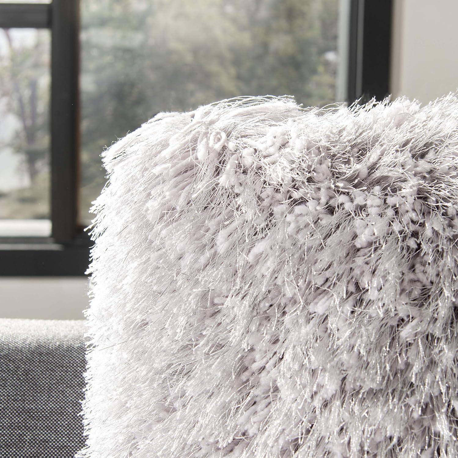 Shag Modish Metallic Pillow - Metallic Silver - 14"X24" - Safavieh