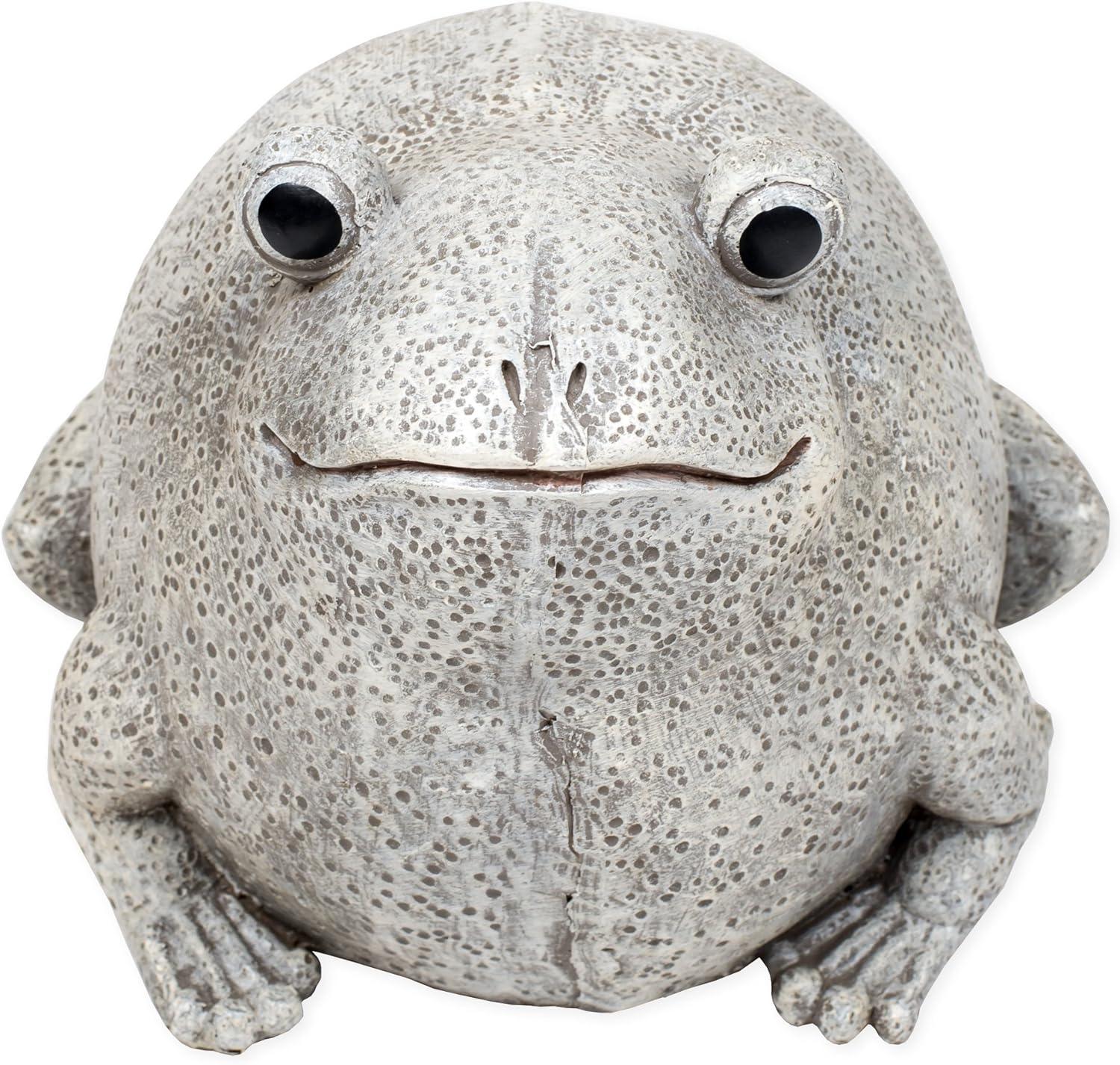 Gray and Off-White Pudgy Frog Garden Statue