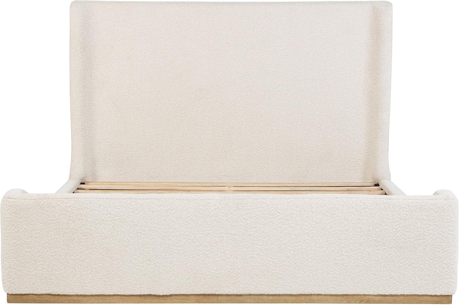 Cream Boucle Upholstered King Platform Bed with Wingback Headboard