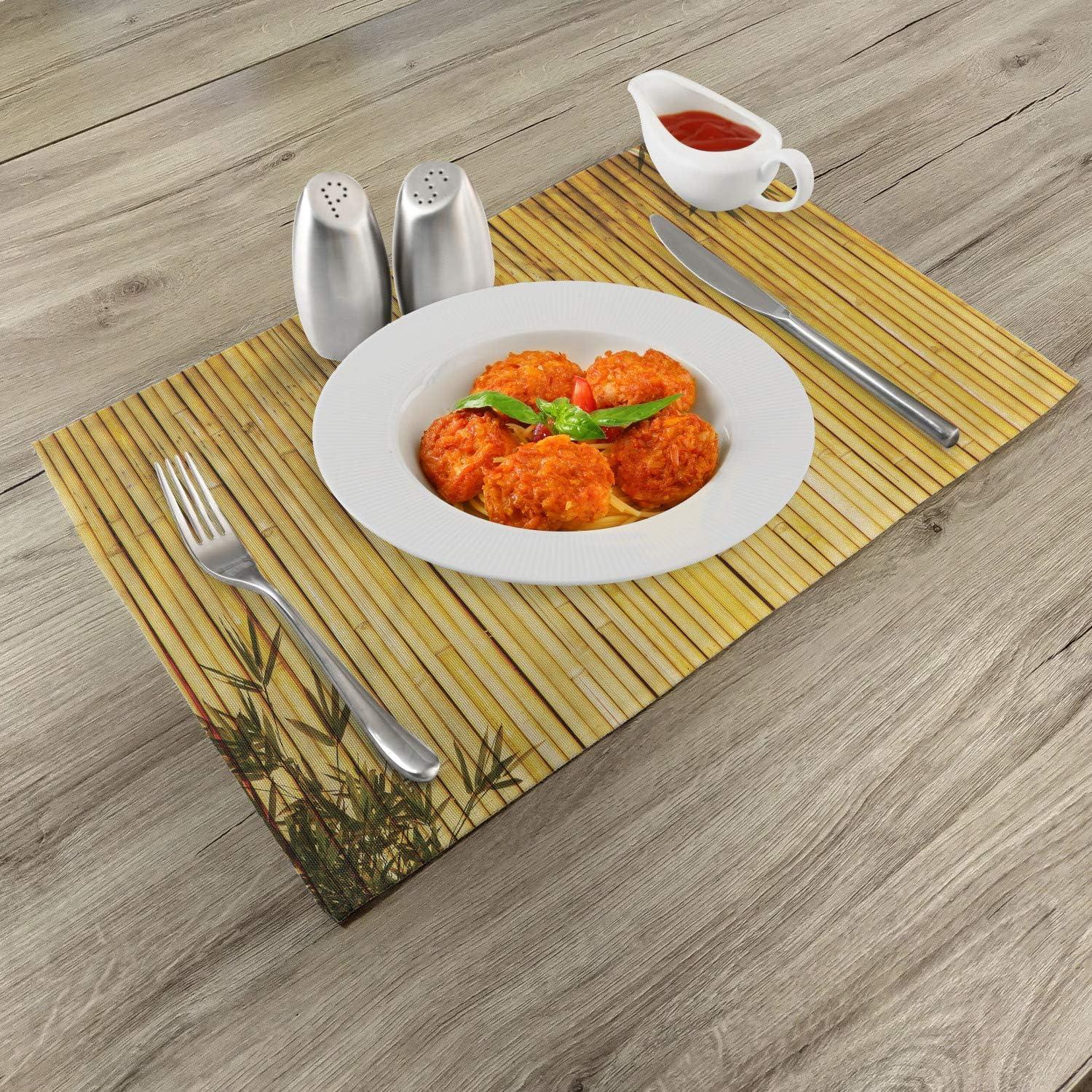 Ambesonne Forest Place Mats Set of 4, Simple Oriental Nature Leaf, Standard Size, Yellow Mustard