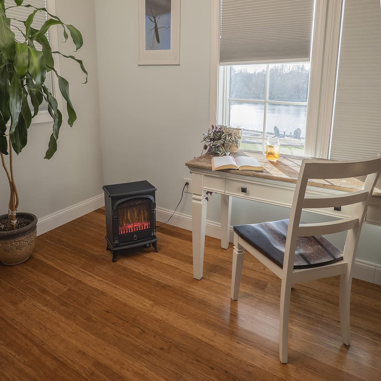 Comfort Zone CZFP4 Ceramic Electric Fireplace Stove Fan-Forced Heater - Black