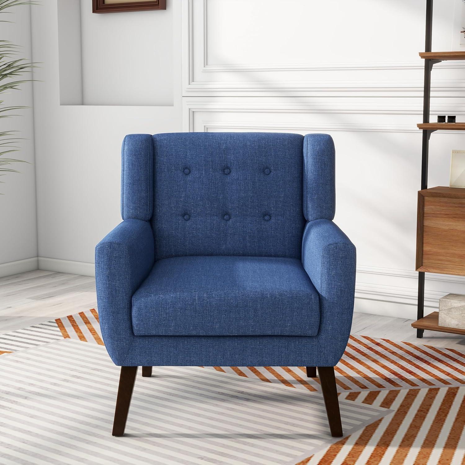 UIXE Beige Accent Chair Set of 2, Linen Fabric Armchair for Living Room, Modern Arm Chairs