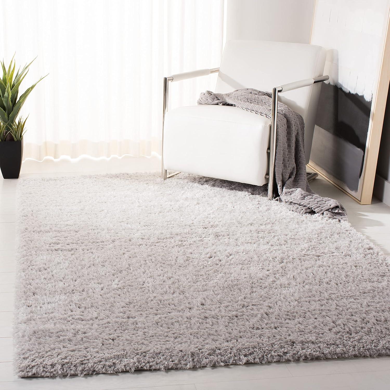 Madrid Shag 200 MDG256 Power Loomed Indoor Area Rug - Silver - 4'x6' - Safavieh