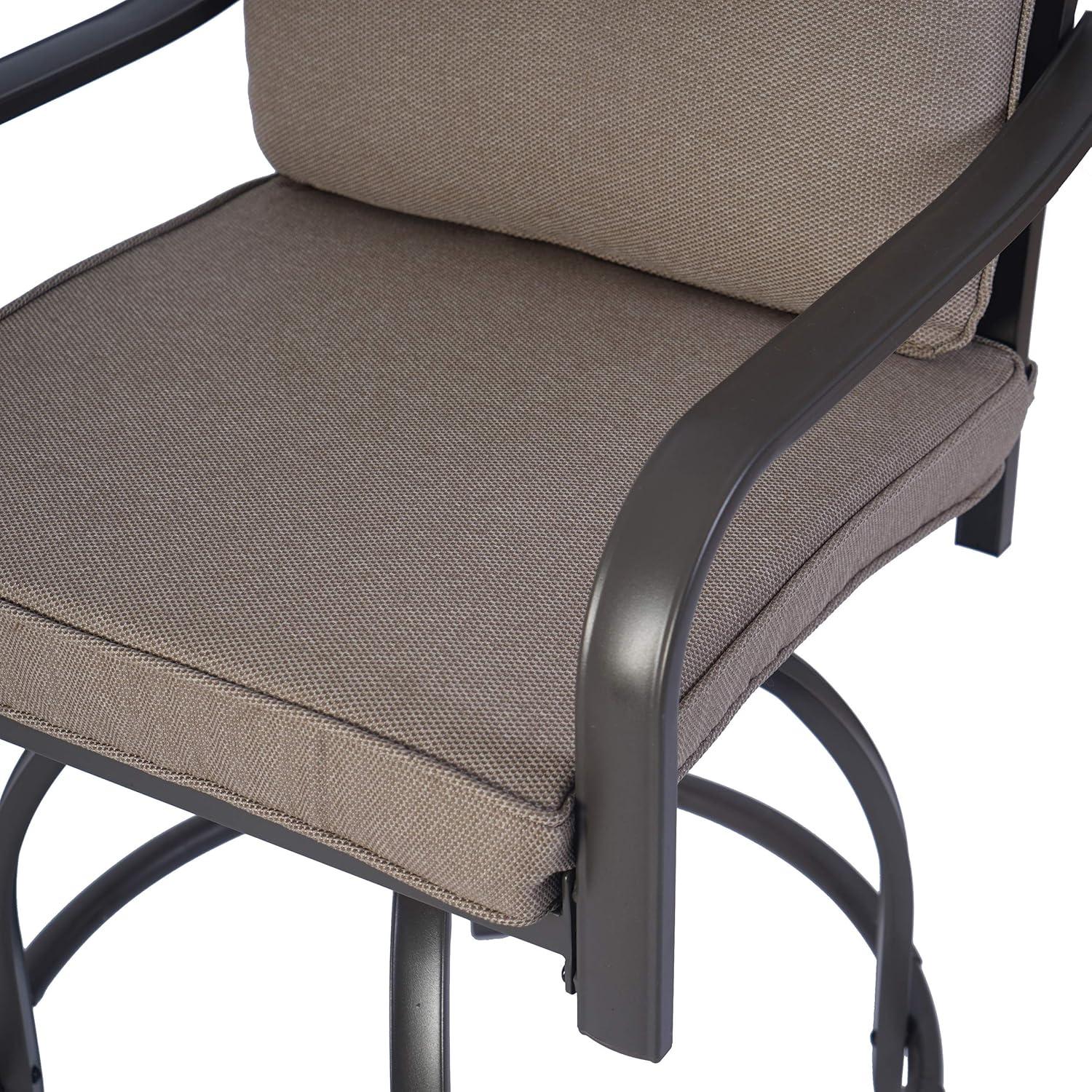 Beige Cushioned Swivel Counter Height Dining Chairs, Set of 2