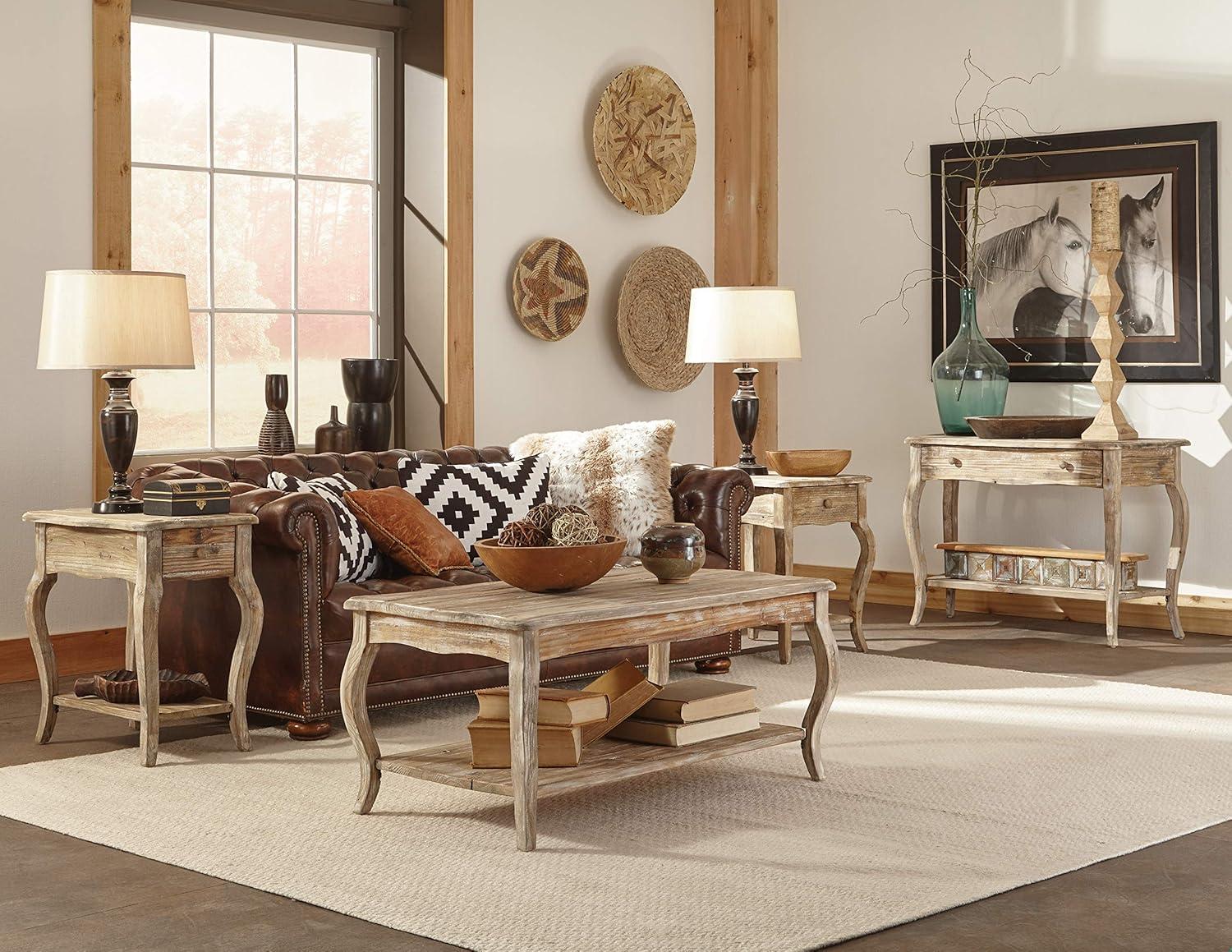 Rustic Driftwood Reclaimed Wood End Table with Storage