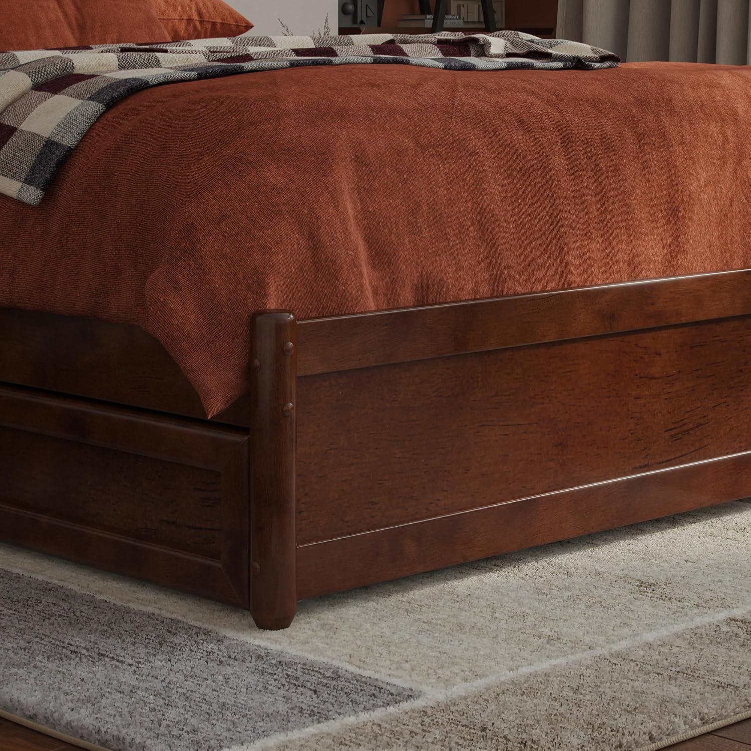 AFI Furnishings Full Panel Platform Bed with Twin Trundle in Walnut
