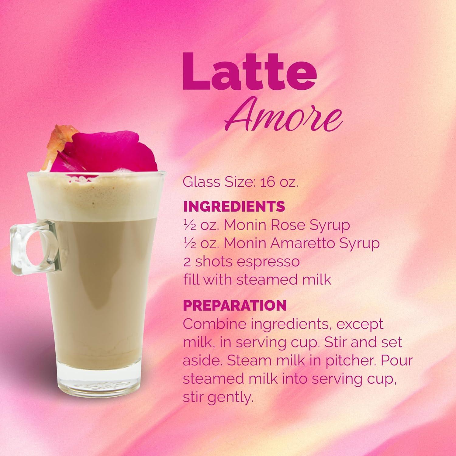 Monin Rose Syrup Elegant and Subtle Great for Cocktails Mocktails and Soda Gluten Free Non GMO 750 ml